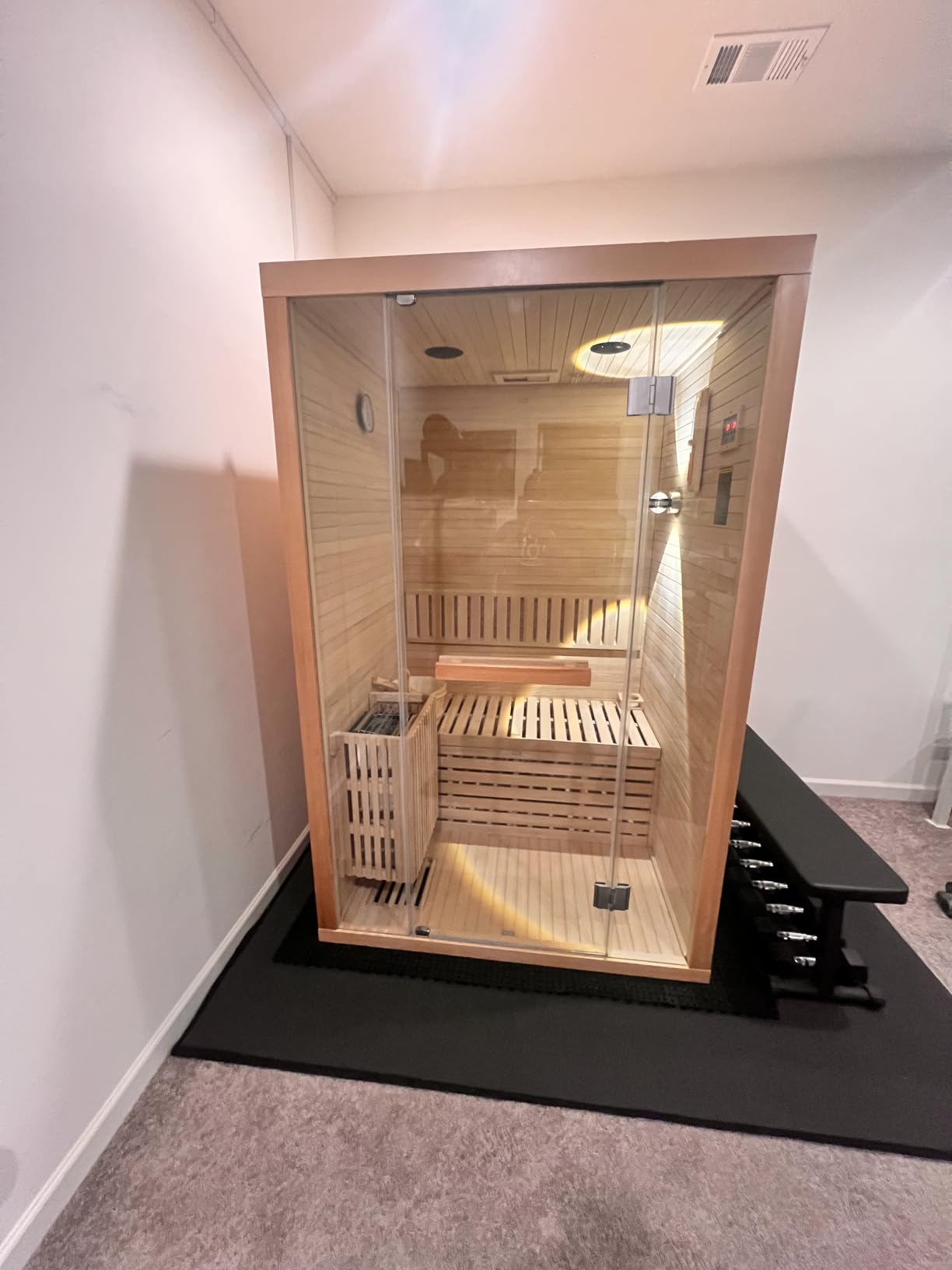 Infrared Sauna, Far Infrared Saunas for Home, Low EMF 1 Person Sauna Indoor Sauna Room Dry Sauna with Bluetooth Speakers 7 Color Light Therapy Fast Heating Easy Assembly 1065W/110V 31.5*31.5*63 IN customer photo 1