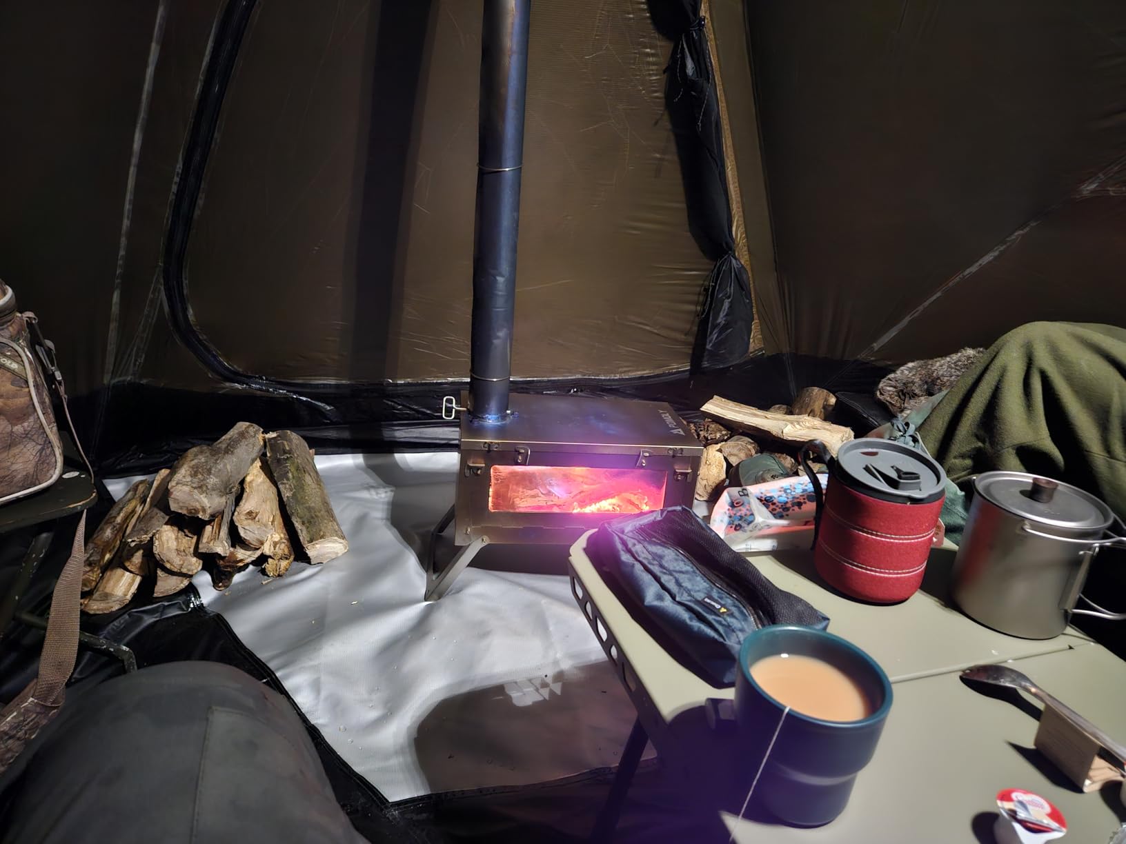POMOLY Camping Wood Stove Hot Tent Stove, Ti 0.6 Portable Lightweight Titanium Stove for Hiking, Cooking, Heating (Stove Pipe 9.84ft / 3m) customer photo 1