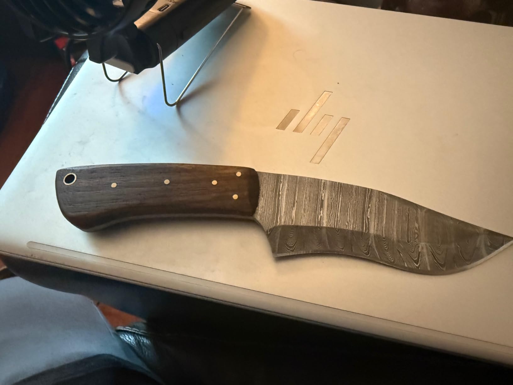 Damascus Knife Making Kit DIY Handmade Knife Kit Includes Knife Blank Knife Steel Blade, Pins, Knife with Sheath, Handle Scales for Knife Making Supplies (DAMASCUS KIT) customer photo 2