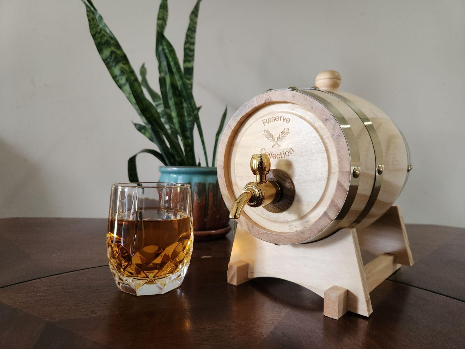 Foster & Rye Wooden Barrel for Whiskey, Whiskey Infusion Bourbon Barrel Moonshine Jug with Spigot, Liquor Dispenser Beverage Barrel - Holds 750mL customer photo 2