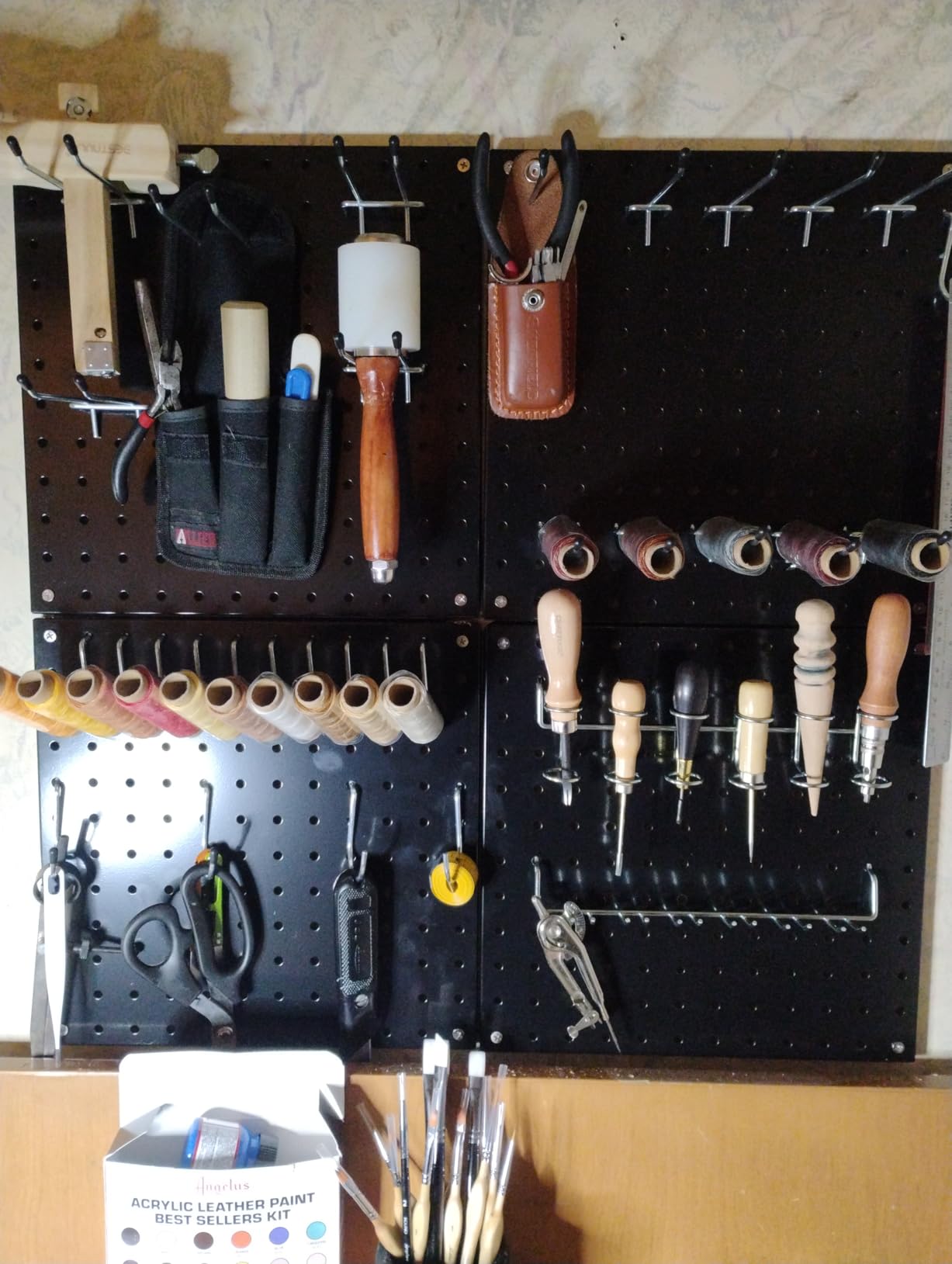 FZK Peg Board Wall Organizer Kit, Heavy Duty, 82PCS Metal Pegboard, Black, 36 * 24 customer photo 2