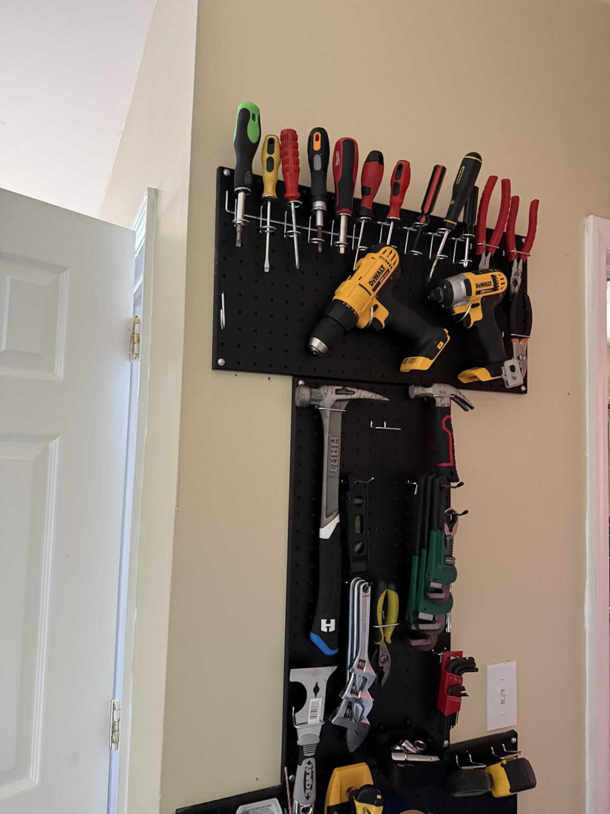INCLY 158PCS Metal Pegboard Wall Organizer, 48x24 Inch Black Pegboard Panels Tool Organizer Kit with Accessories Hooks and Bins, Peg Board Utility Tool Storage for Garage Workbench Shed customer photo 2