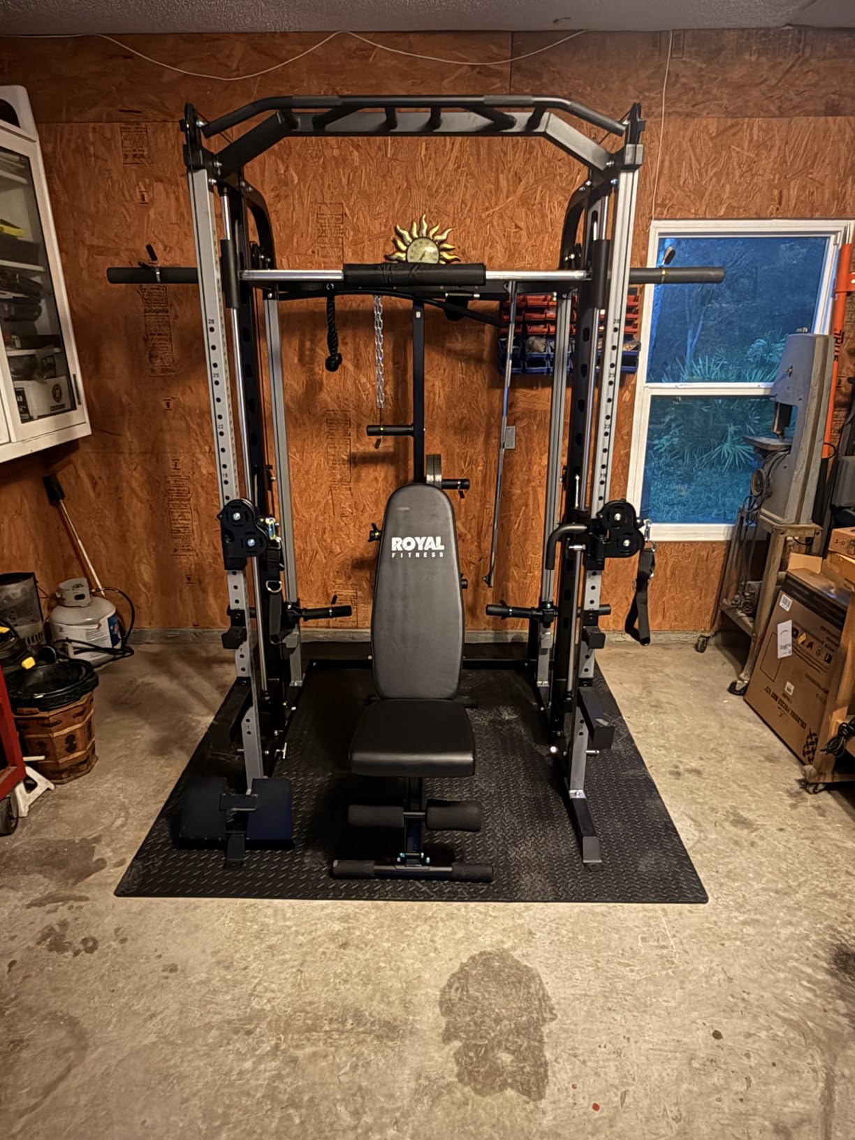 Royal Fitness Smith Machine, Multifunctional Power Cage Rack with Smith Bar and Cable Pulley System, and LAT Pull Down Machine for Home Gym customer photo 1