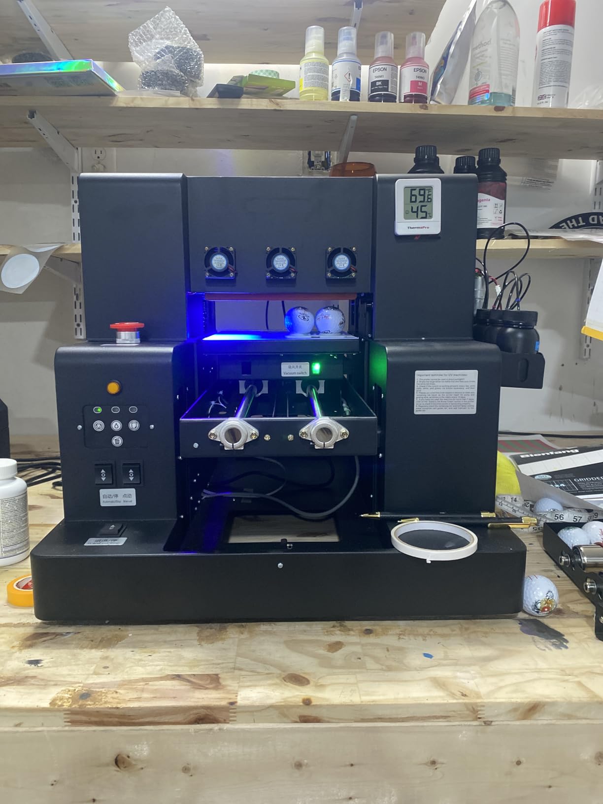 DXZ A4 L805 UV Flatbed Printer - Varnish with Rotary UV Ink for Acrylic, Metal, Leather, Golf, Bottle, Phone Case and More, 2-Year Ink Included (Printer + Bottle Holder + Software) customer photo 1