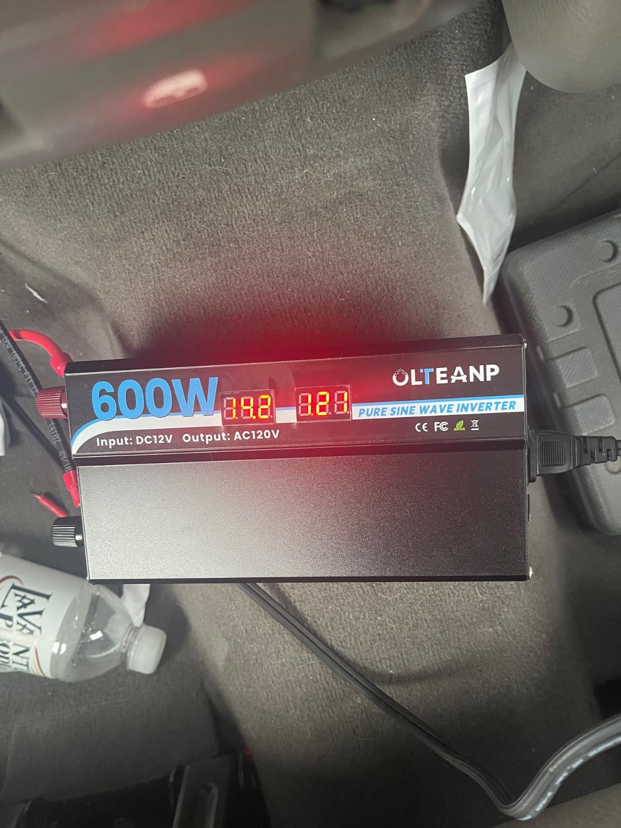 OLTEANP 600W Power Inverter Pure Sine Wave Inverter 12V DC to 120V AC Converter for Car, Truck, Home, Vehicles, Laptop, Car Inverter 12V to 110V with 2 AC Outlets, 2 USB Ports, LCD Display customer photo 2