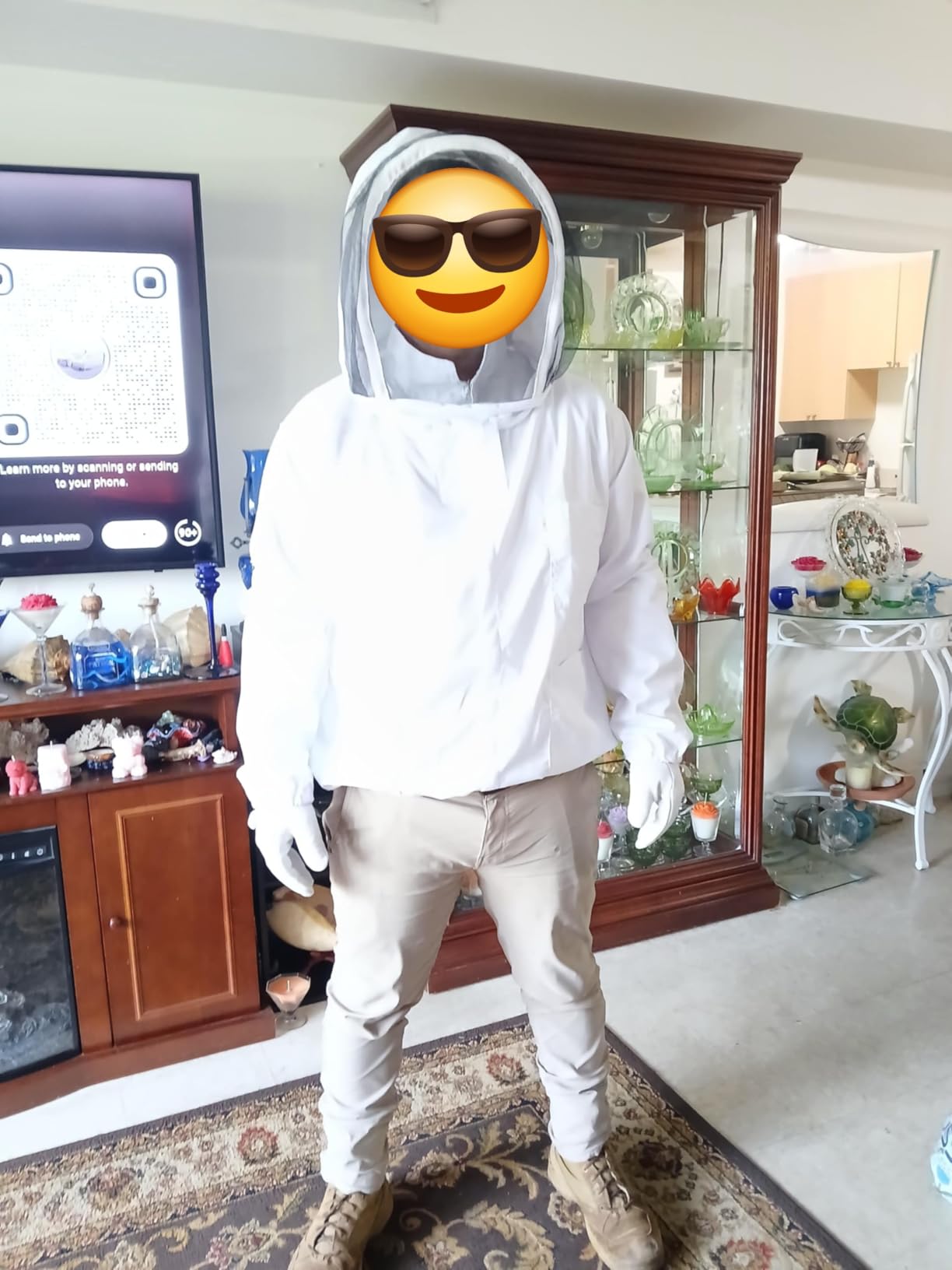 Bee Suit - Beekeeping Jacket for Men & Women - Polycotton Jacket with Beekeeping Gloves (White) customer photo 1