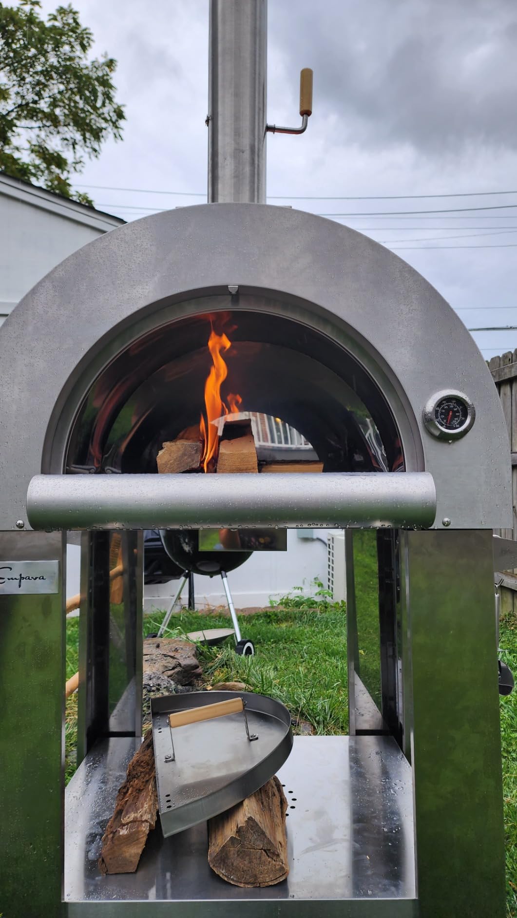 Pizza Oven, Wood Fire Pizza Oven for Outside Kitchen, Pizza Maker Oven Grill for Camping Backyard Party, 38.6 Inch, Silver customer photo 1