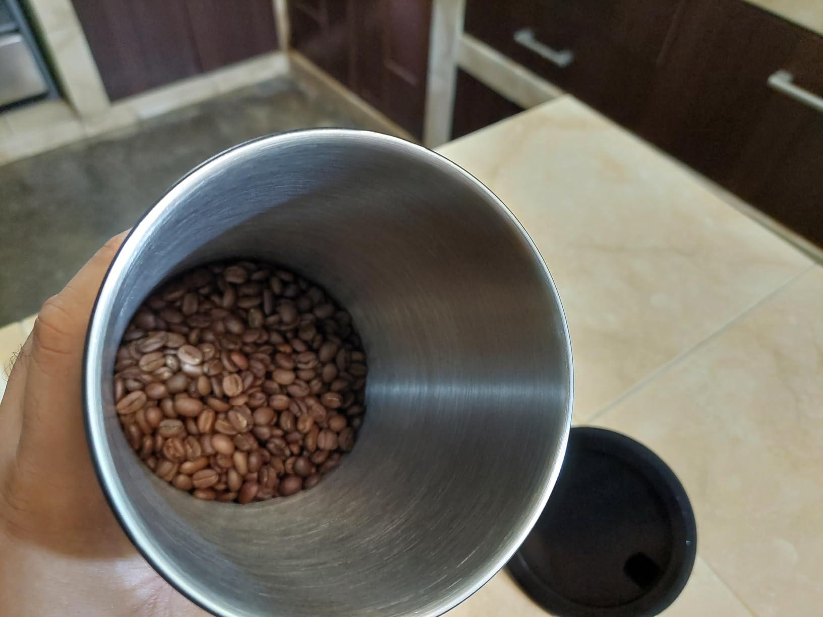 KIVY Vacuum Coffee Canister - Push Lid Preserves Coffee Aroma & Oil - Stainless Steel Airtight Coffee Canister - Container for Ground & Coffee Bean Storage - Coffee Storage Jar - Removes Excess Air customer photo 2