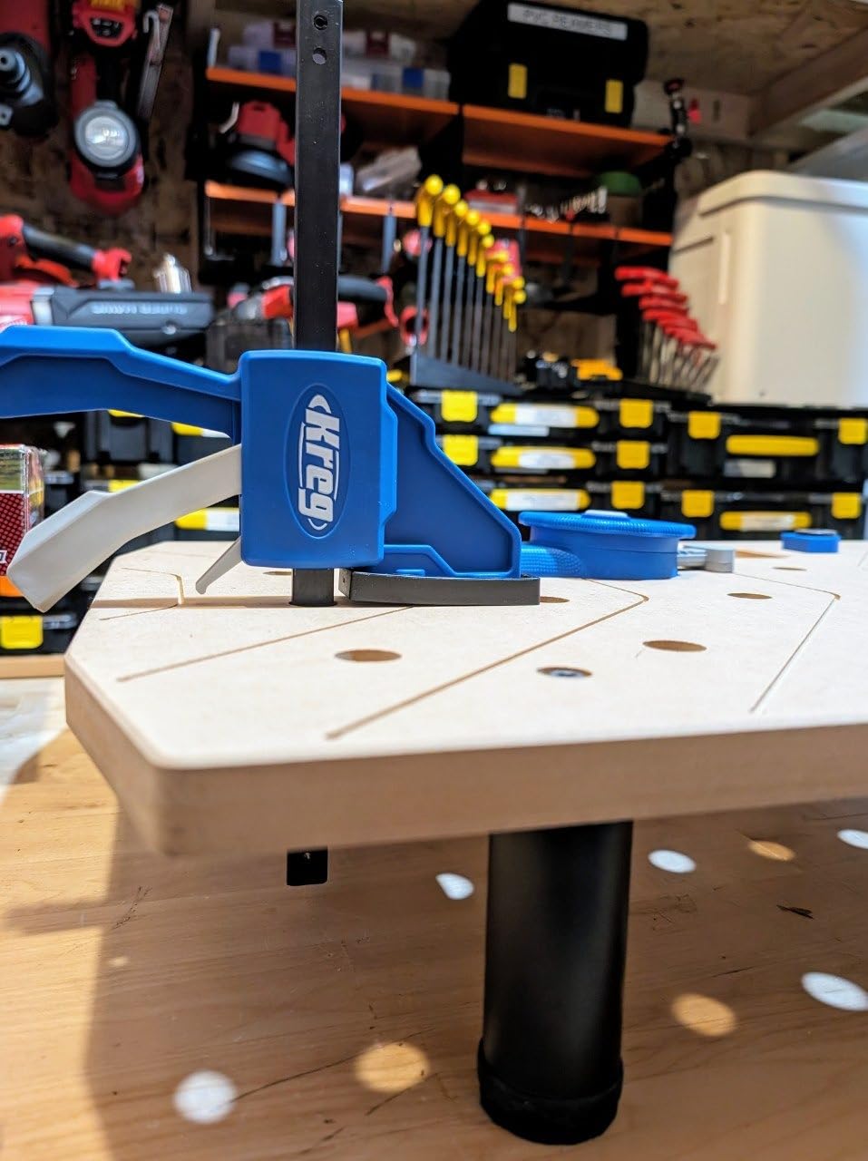 Kreg Portable Work Surface Bundle - Compact Portable Workbench - Ultra Flat Fiberboard Top - Dog Hole Clamping System - Mobile Workstation with Accessories - KWSJAWS100 customer photo 2