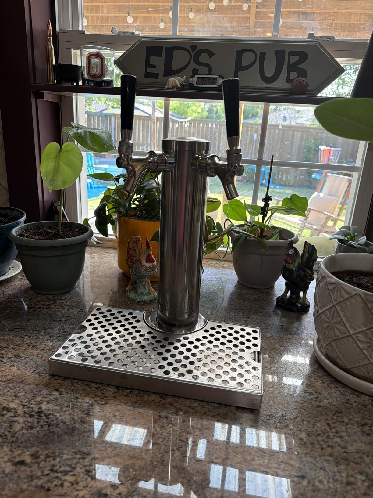All Stainless Steel Kegerator Tower Dual Faucet Beer Tower Double Tap Beer Tower Dispenser Beer Tap Kegerator Parts Stainless Steel Tower Faucet Preassembled Tubing 3