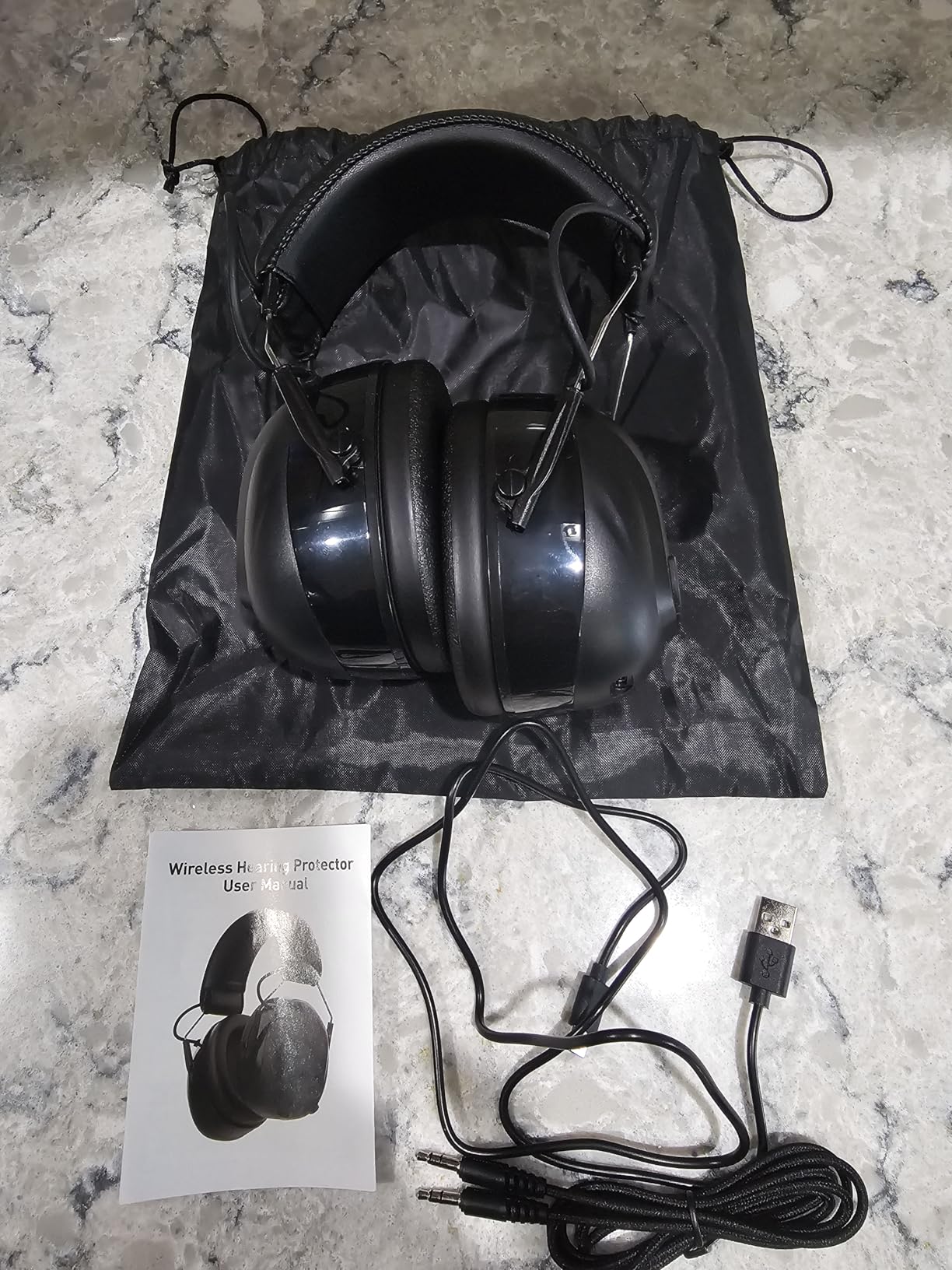 Kalence Bluetooth 6.0 Hearing Protection with 120H Working Time, 30dB Safety Earmuffs, Rechargeable Ear Protection Headphones with Mic for Mowing, Workshops, Construction, Snowblowing, Black customer photo 1