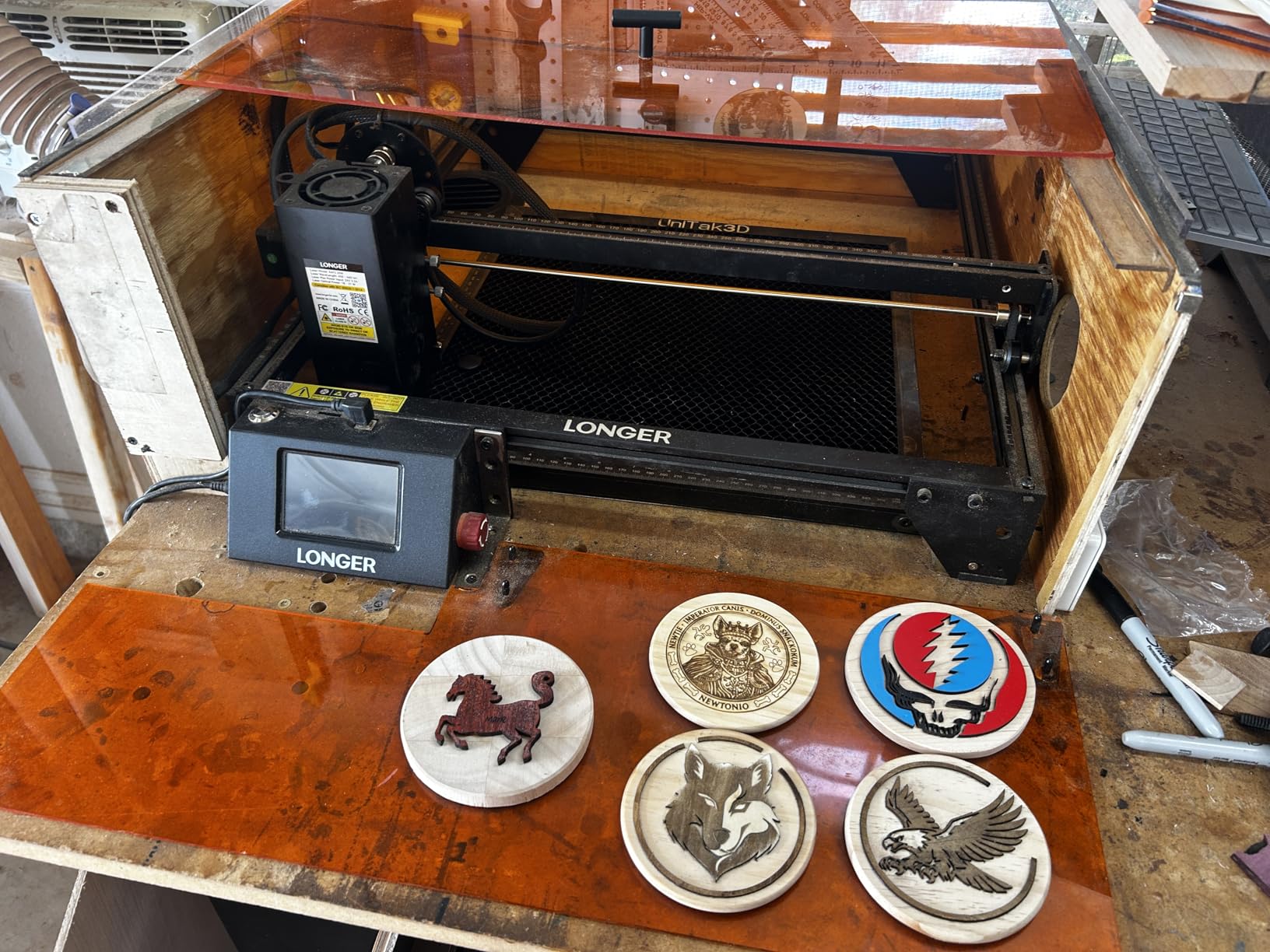 Longer RAY5 Laser Engraver, 10W High-Precision Laser Engraver, Compressed Spot CNC, App Offline Control, DIY Engraving Tool for Metal/Glass/Wood, Engraving Area 15.7