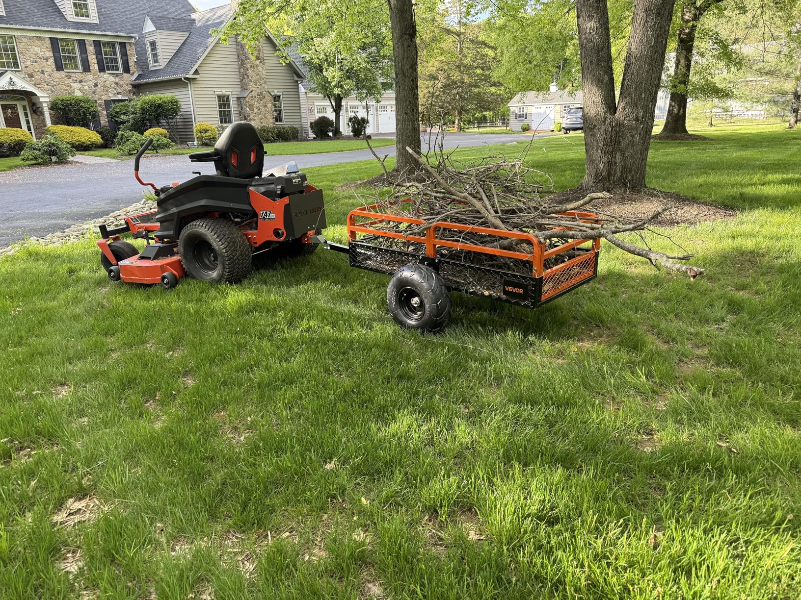 VEVOR ATV UTV Trailer Tow Behind Dump Cart, 1500lbs 15 Cubic Feet customer photo 1
