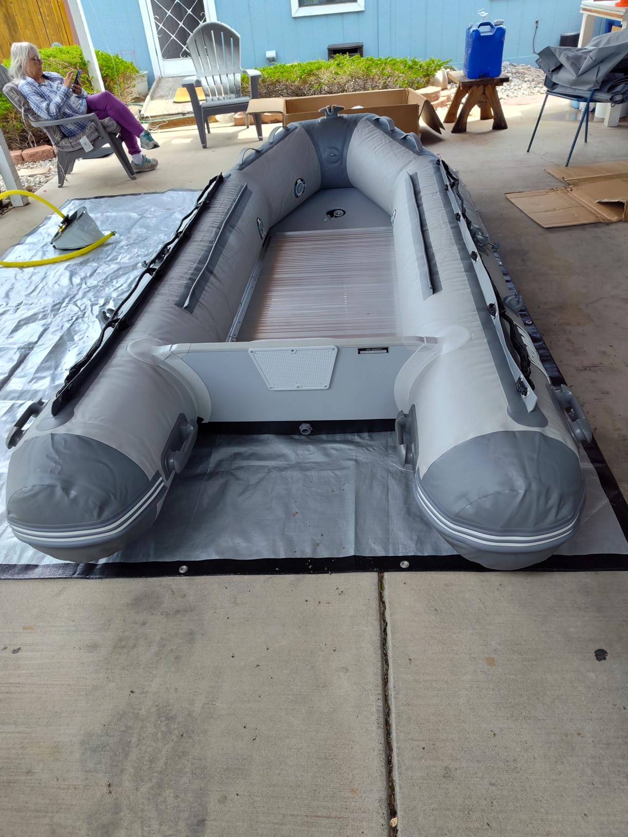 BEYOND MARINA Inflatable Dinghy Boat - 3-5 Person Inflatable Boat for Adults Heavy Duty Fishing Boat with Aluminum Oars, Floor Panels customer photo 1