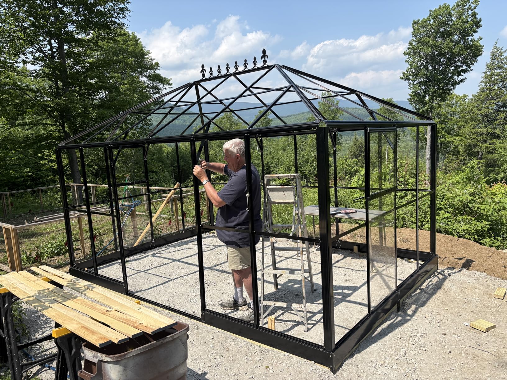 Jocisland 16x12x9.5 FT Polycarbonate Greenhouse - 6 FT Wall Height Outdoor Aluminum Greenhouses with 2 Ventilation and Rain Gutter, Double Doors with Hook, Walk-in Greenhouse for Backyard Garden customer photo 2