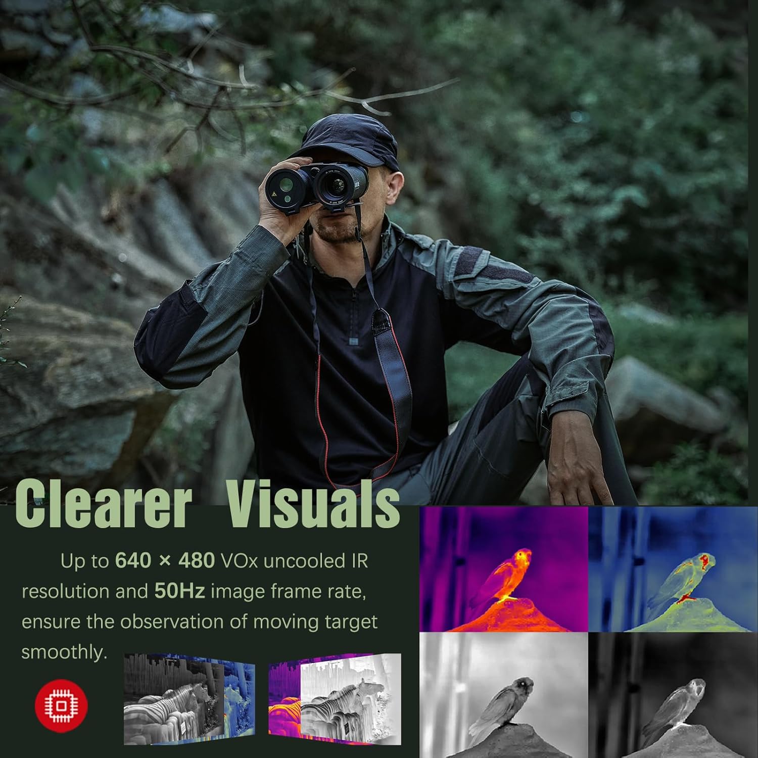 Nocpix B50-640 LRF Thermal Binoculars for Hunting, Infrared Heat Night Vision with 50mm Focal Length, 640x480 Sensor, LRF with 600m Accuracy, OLED Display customer photo 2
