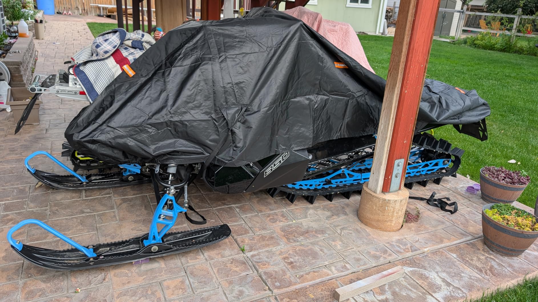 Snowmobile Cover Waterproof Outdoor, Heavy Duty 420D Oxford Fabric, Universal Large Trailerable Snowmobile Storage Cover, Fit for Most Snowmobiles customer photo 1