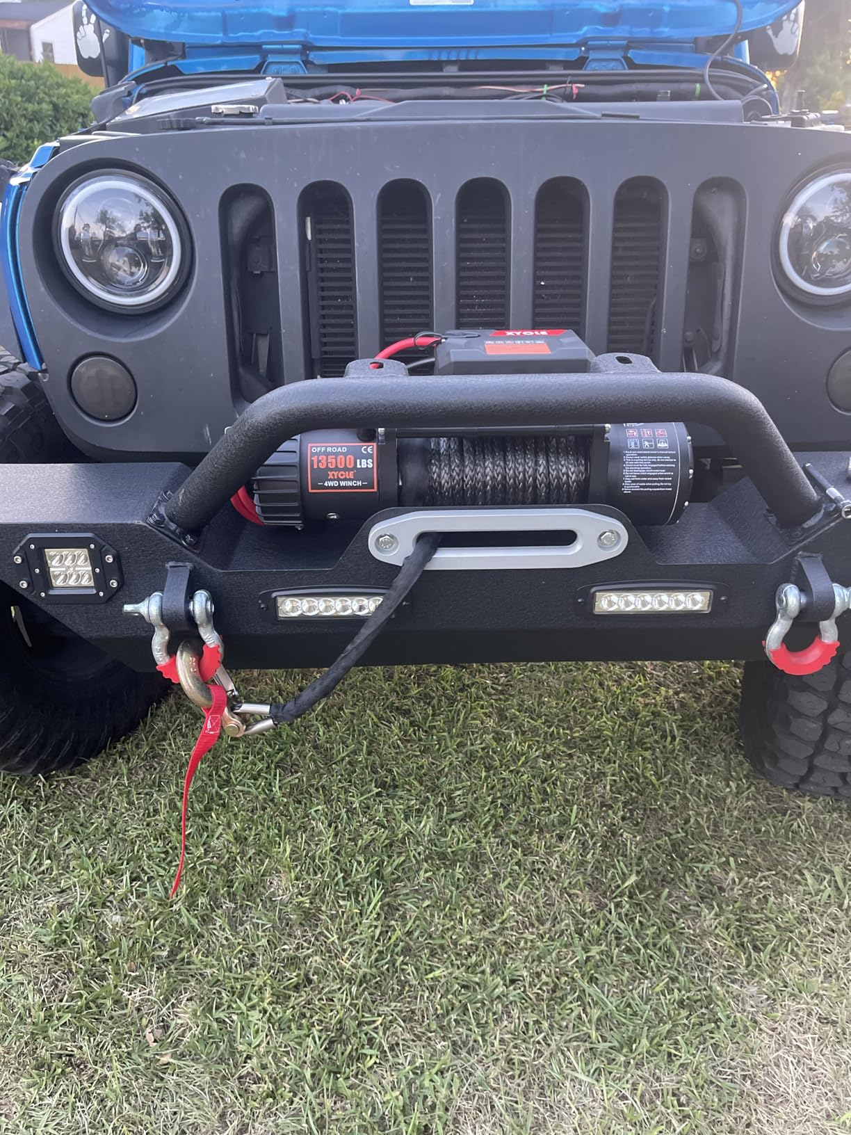 Winch13500lbs 12V Waterproof Electric Winch Synthetic Rope Truck Winch Towing Winch Boat Trailer Winch SUV 4-Wheel Drive Off-Road Vehicle with Remote Control 3/8 Synthetic Rope (Black) customer photo 1