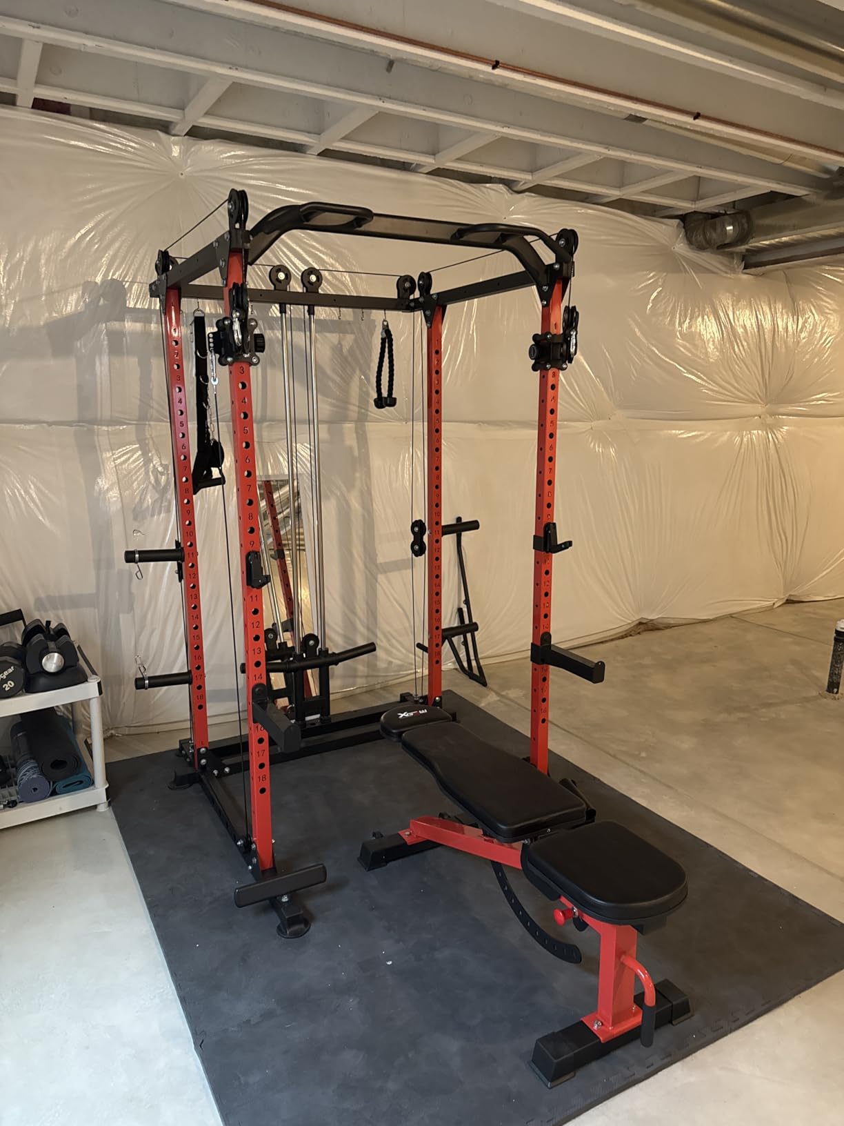 Power Rack Power Cage Multi-Function Squat Rack with Cable Crossover System Selectable More Training Attachment Power Rack for Garage & Home Gym customer photo 1