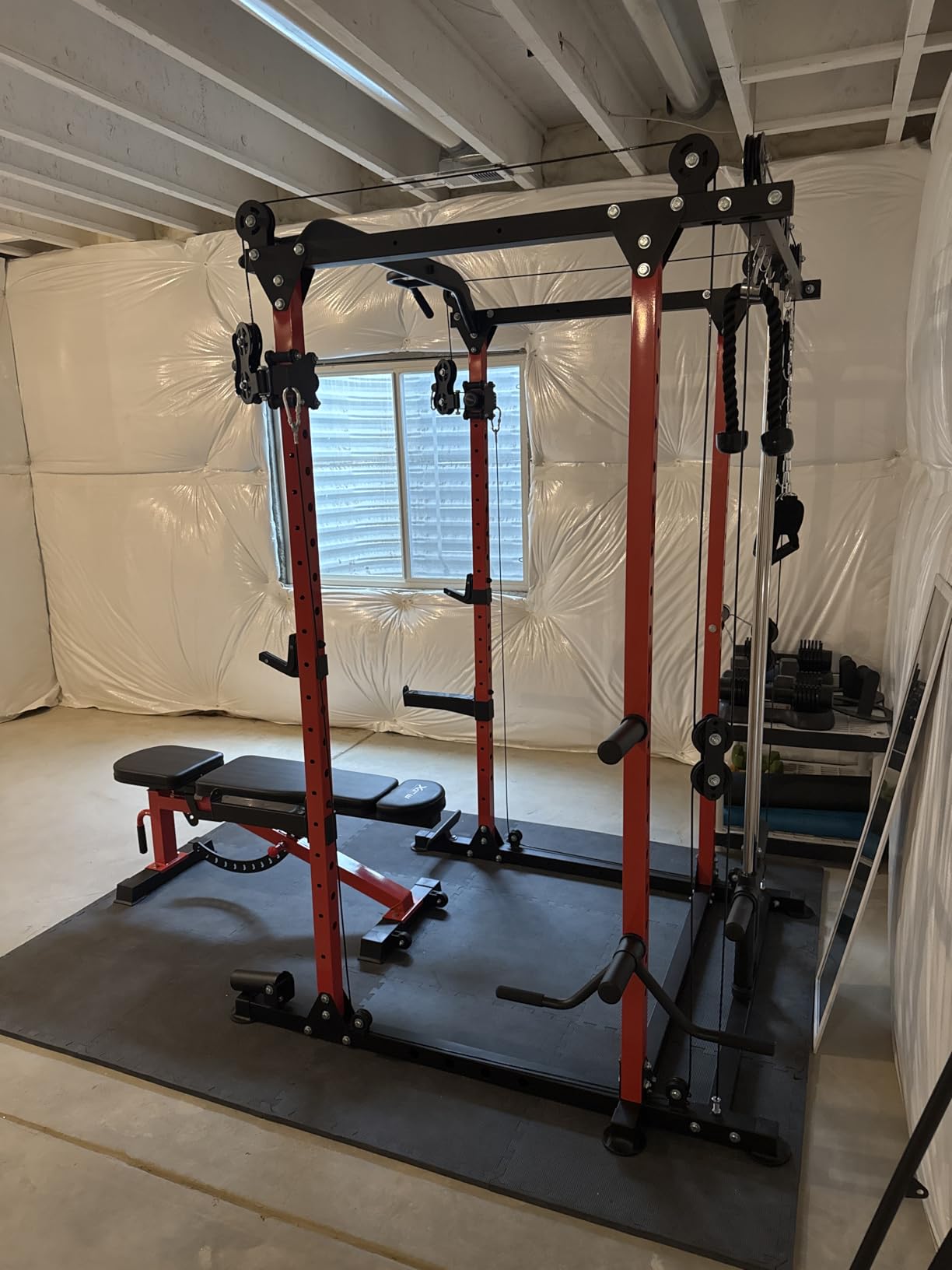 Power Rack Power Cage Multi-Function Squat Rack with Cable Crossover System Selectable More Training Attachment Power Rack for Garage & Home Gym customer photo 2