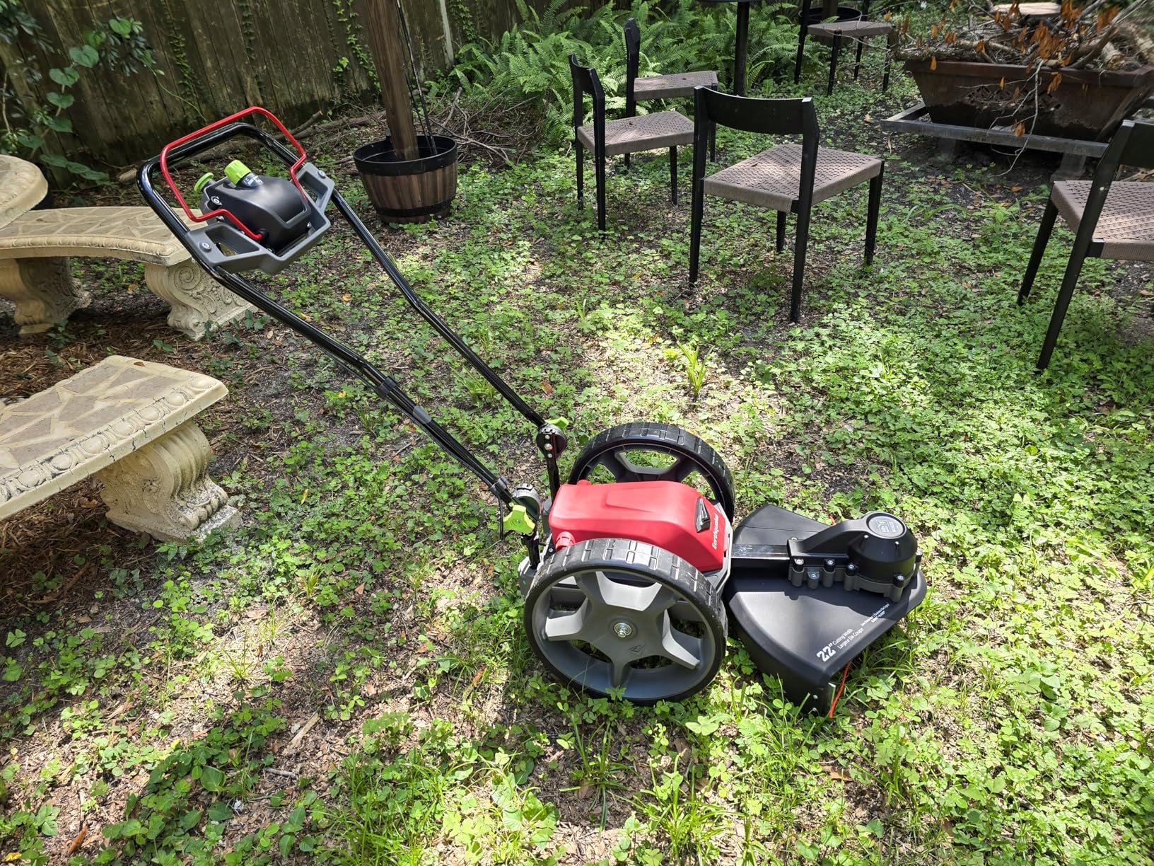 Earthquake 60V Walk Behind String Mower, Includes Two 4Ah Batteries, 22