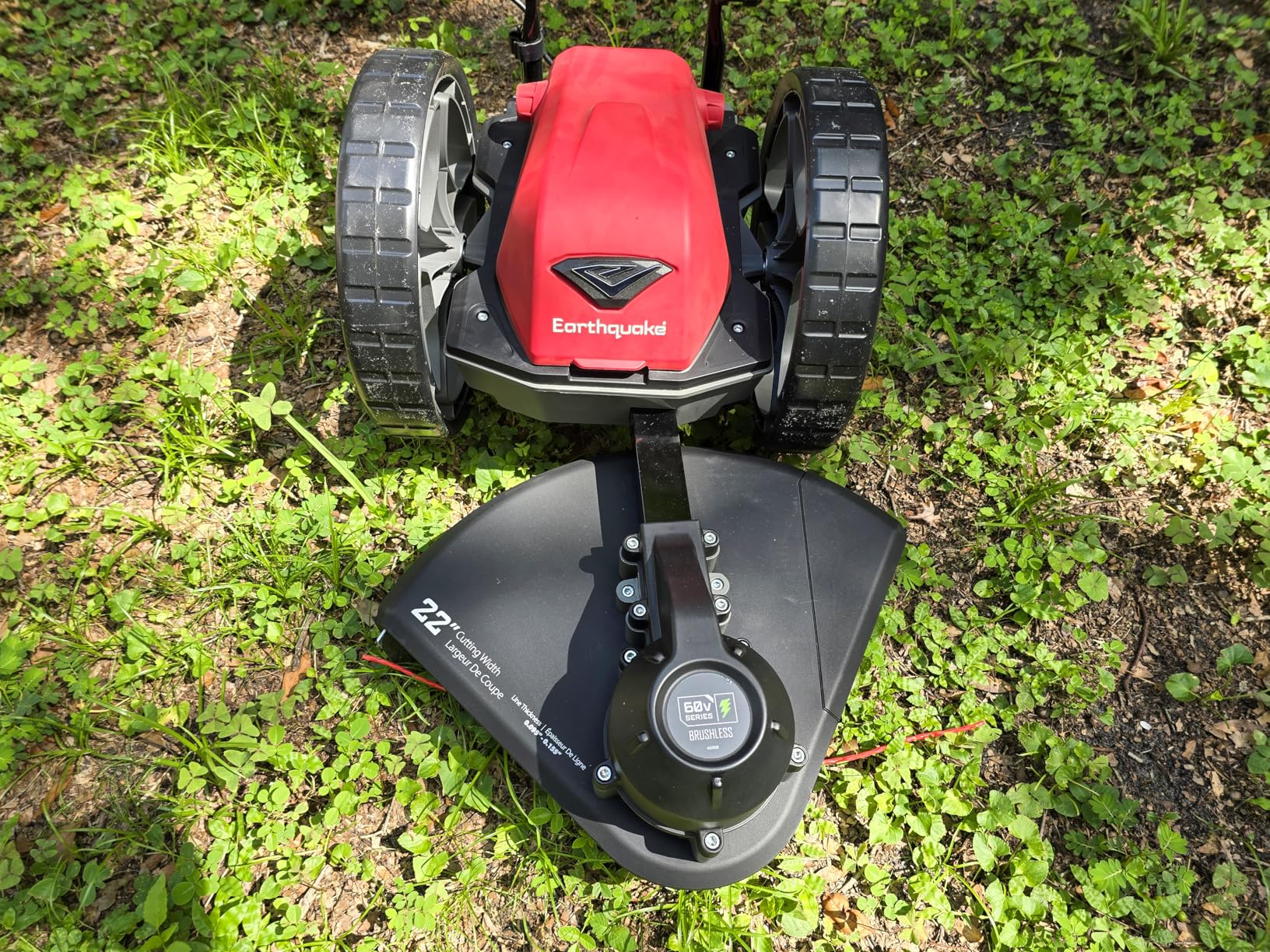 Earthquake 60V Walk Behind String Mower, Includes Two 4Ah Batteries, 22