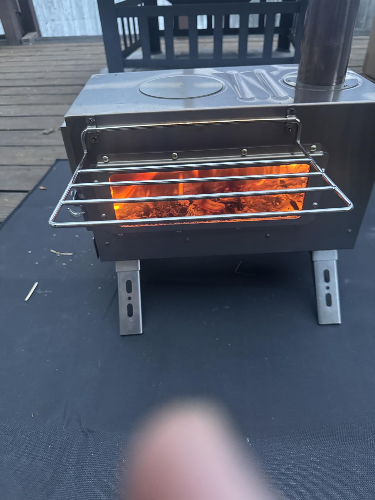 Hot Tent Stove, unho Wood Burning Stove, Portable Wood Stove with 6 Stainless Chimney Pipes for Outdoor Heating & Cooking, Ice Fishing, Hunting, Winter Warmth customer photo 2