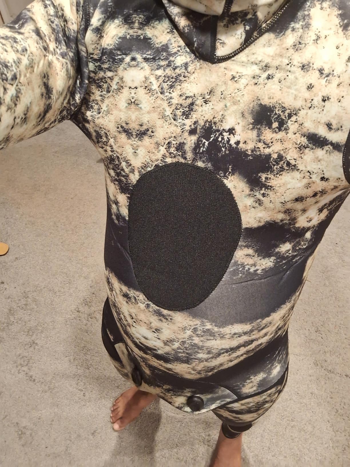 3mm Neoprene Spearfishing Wetsuit with Hooded, 2-Pieces Long Sleeve Camouflage Hunting Diving Suit with Chest Pad for Cool Water Snorkeling Freediving customer photo 2