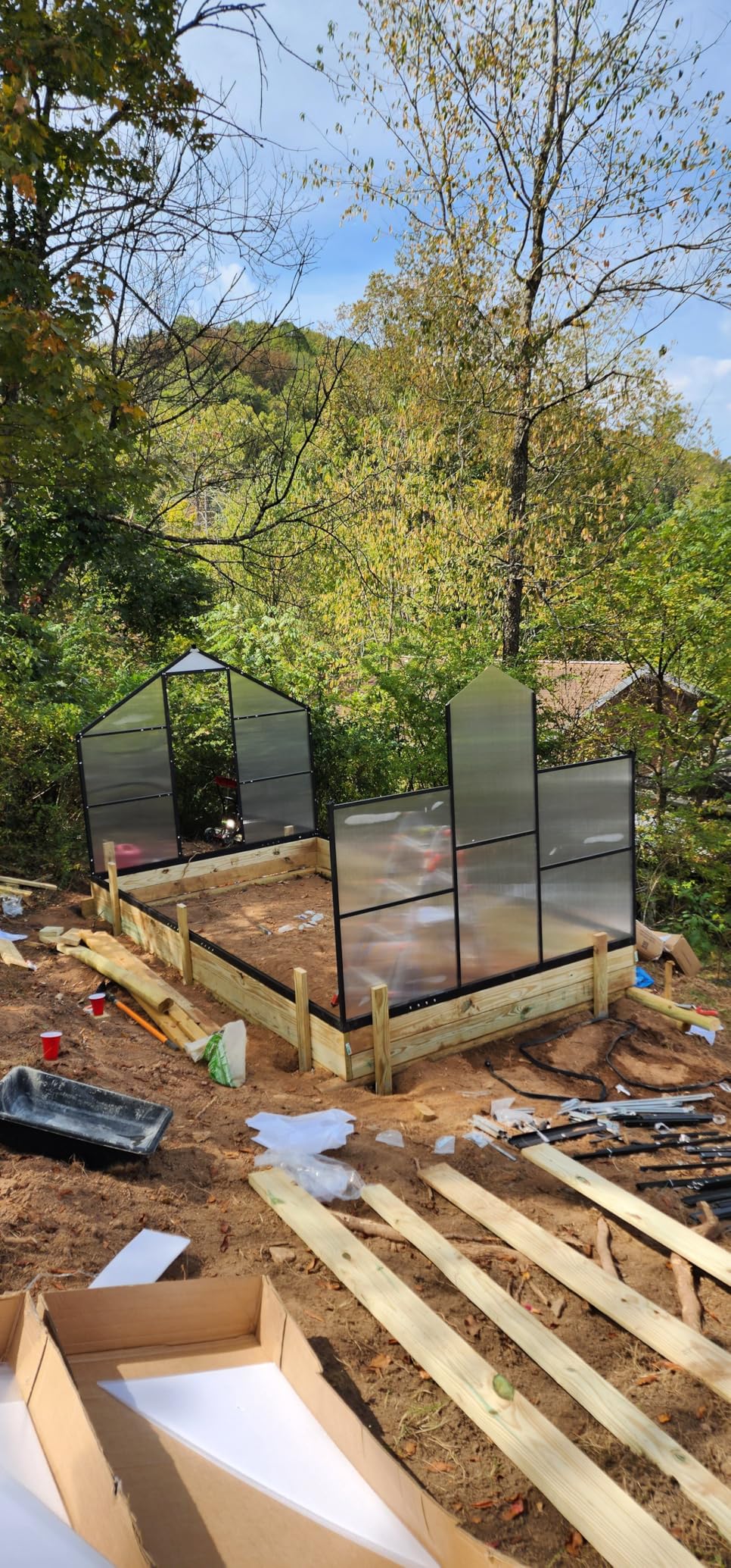 8x10FT Greenhouses for Outdoors with Hygrometer, Polycarbonate Green Houses for Outside Heavy Duty with Aluminum Frame, Walk in Greenhouses with Drainage Channel Roof Vent for Backyard or Garden Use customer photo 2