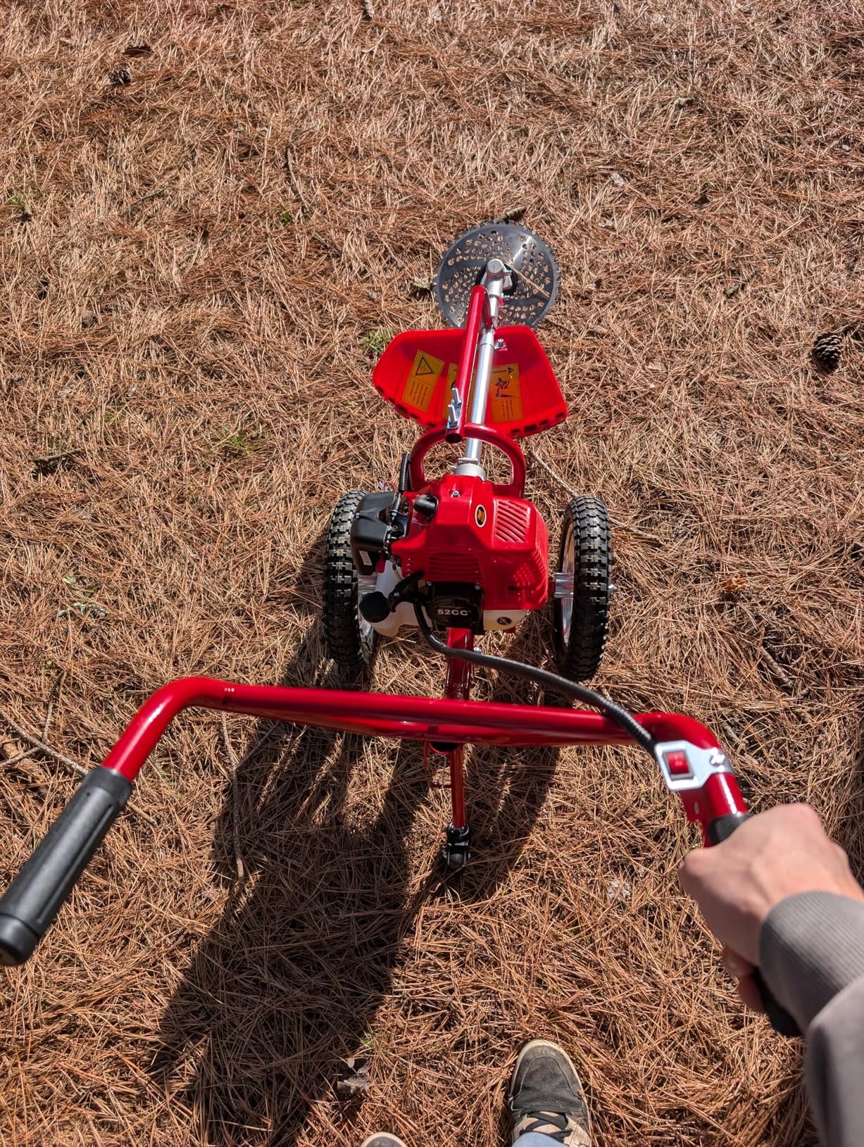 49CC Gas Walk Behind Brush Cutter 2-Stroke Push Brush Cutter with Single-Cylinder Air-Cooled System 7000r/min High Speed Brush Mower Weeding Machine customer photo 2