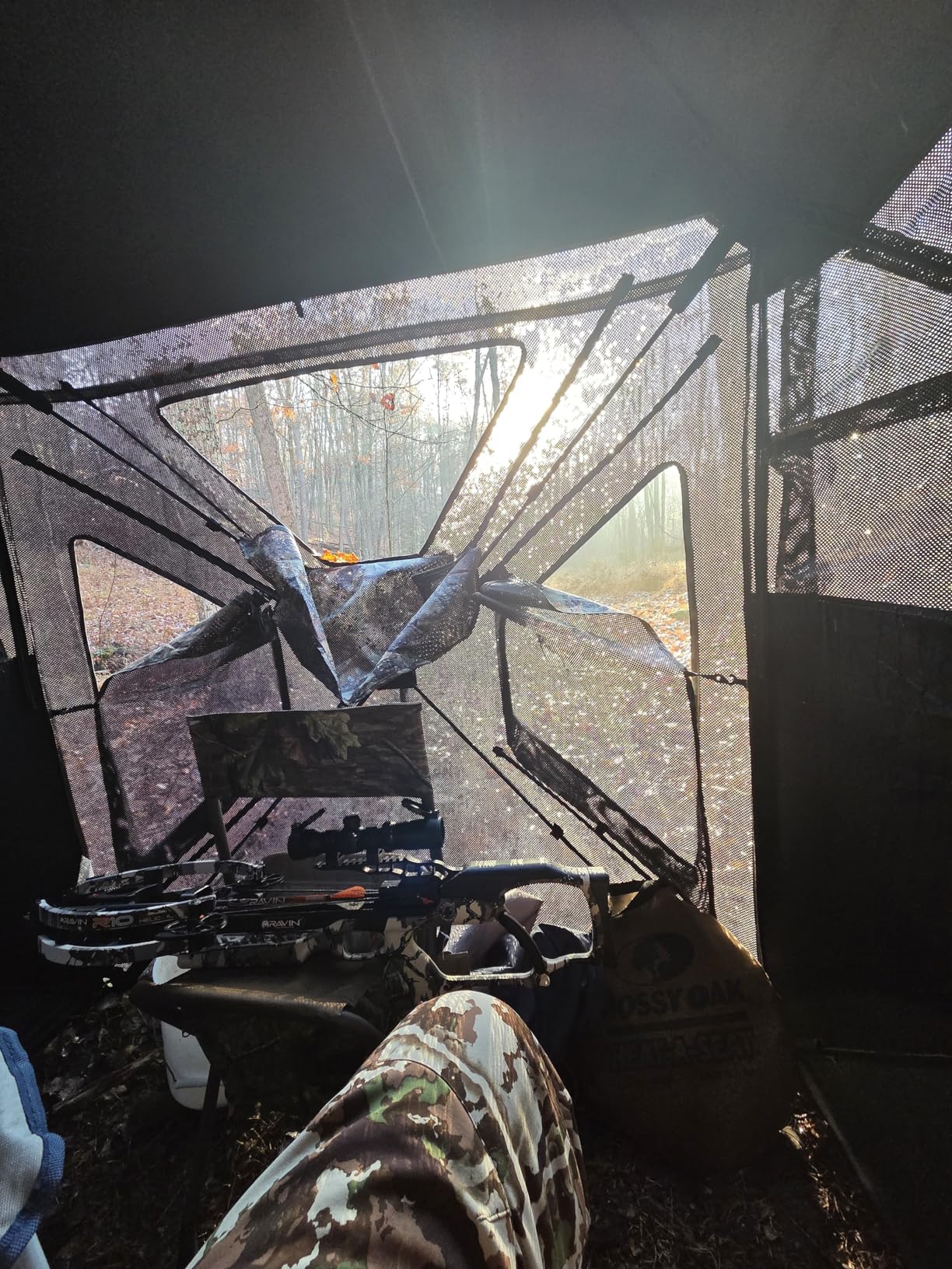 TIDEWE Hunting Blind 270 Degree Full See Through with Windproof Curtain, Silent Magnetic Door and Sliding Windows, 300D Portable Tent customer photo 1