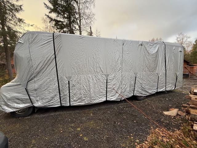 FRUNO Oxford Fabric Teardrop Travel Trailer Cover Fits 10'-12' Waterproof Rip-Resistant Anti-UV Camper Cover for Winter Snow with 2 Tire Covers customer photo 1