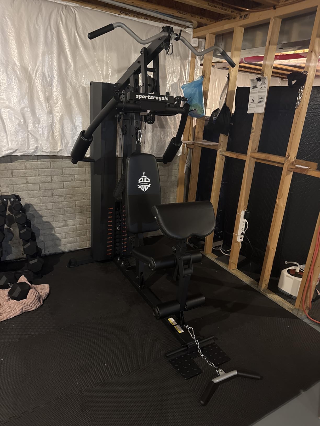 Sportsroyals Home Gym, Multifunctional Workout Station with Leg Press, 150LBS Weight Stack customer photo 2