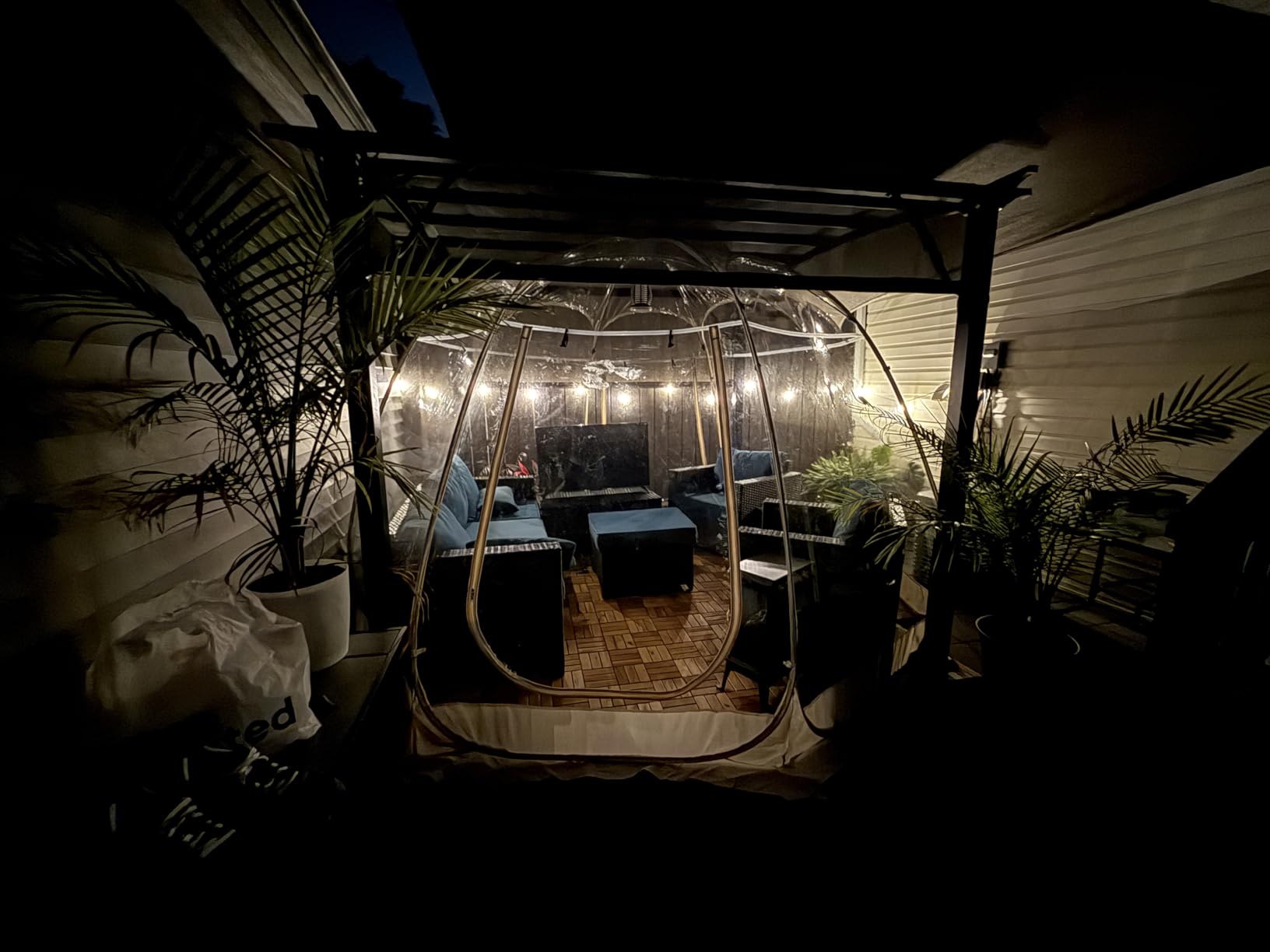 8 Person Pop Up Bubble Tent, Outdoor Igloo Dome with Waterproof Roof & Vent Windows, Garden Igloo Tent Clear PVC, 540° Transparent Screen Room for Patio, Backyard, 10FT customer photo 1