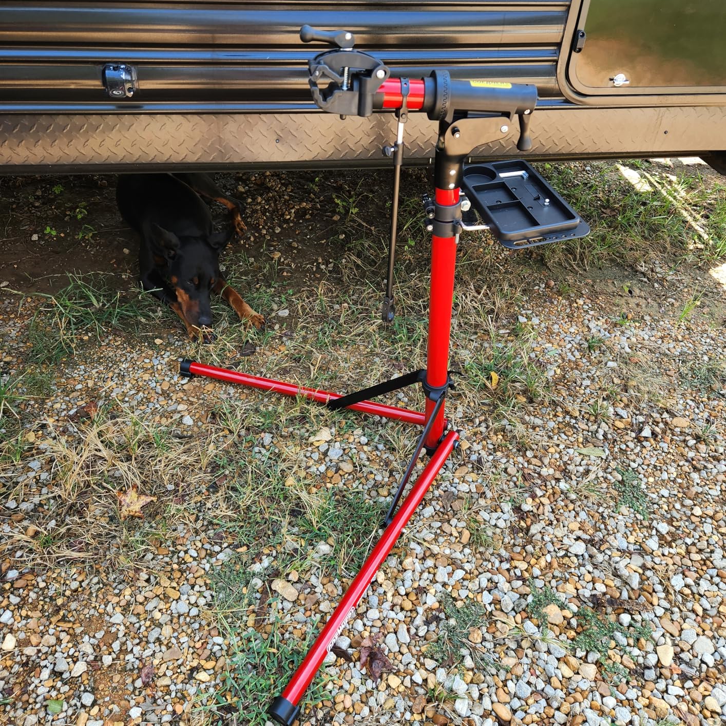 Upgrade 2.0 Bike Repair Stand (Max 110 lbs) - Portable Aluminum Bicycle Workstand for Electric, Mountain, and Road Bikes customer photo 2