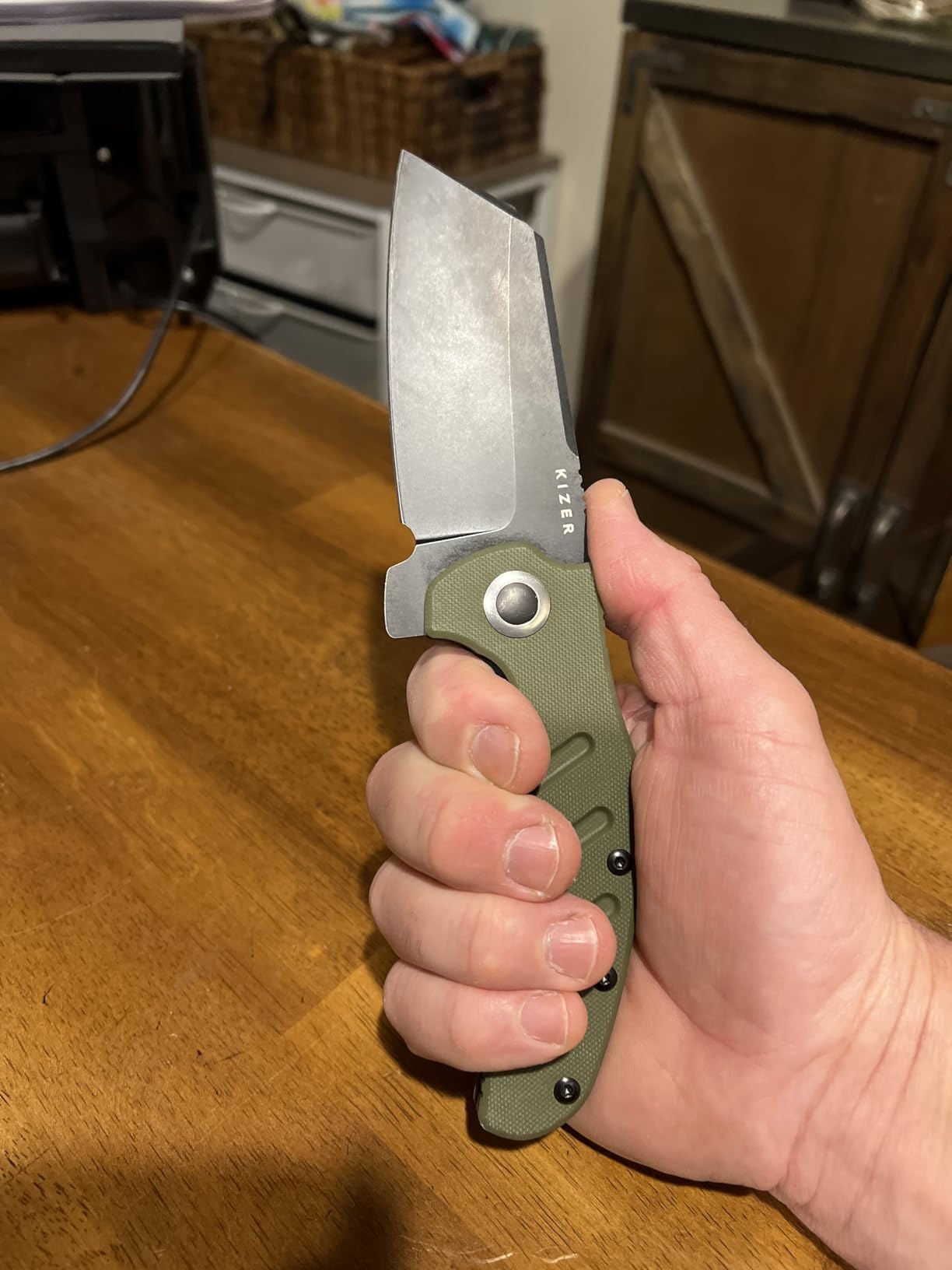 Kizer C01C XL Sheepdog Pocket Knife, 3.9