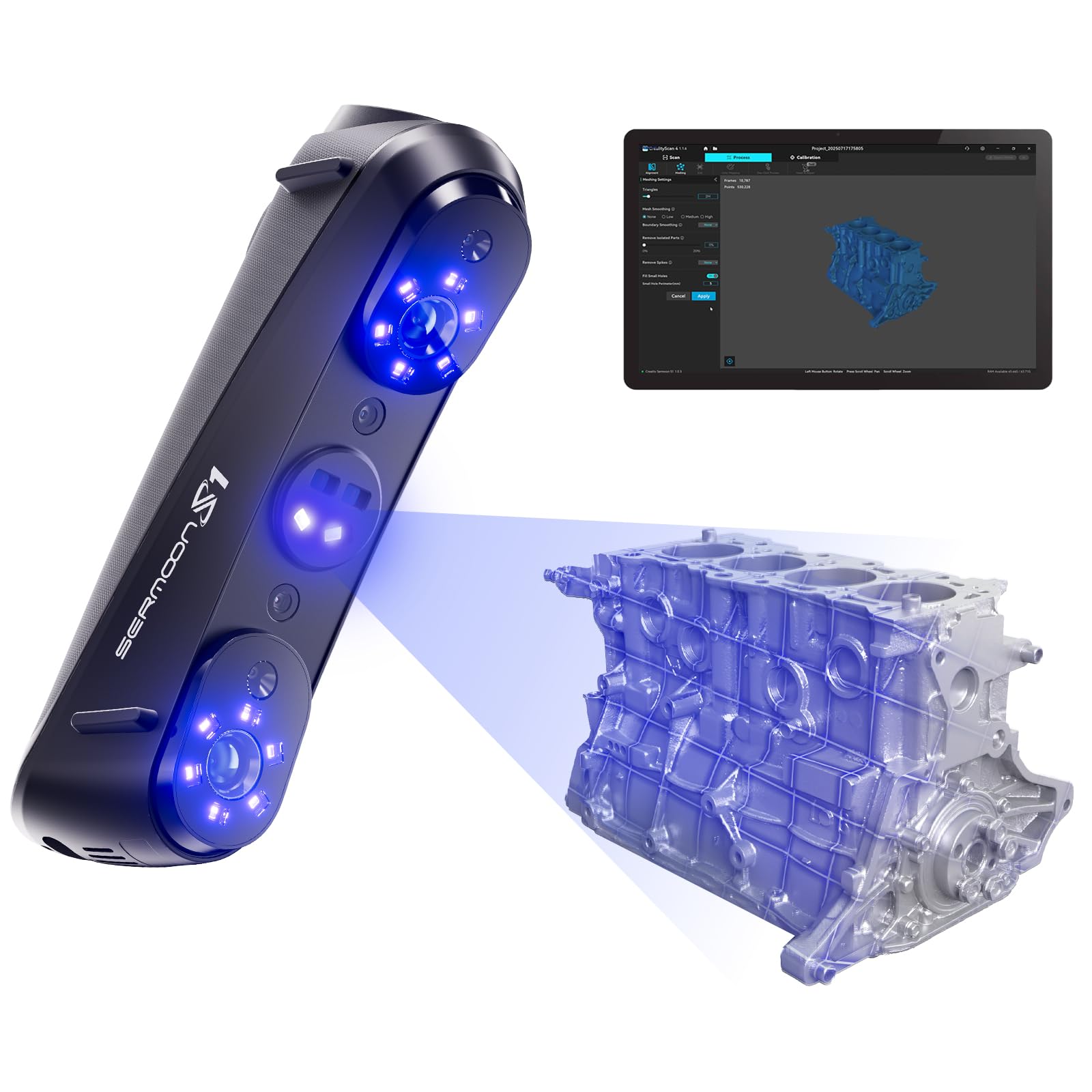 Creality 3D Scanner Sermoon S1 for Engineering Projects, 1+7+34 Blue Laser Handheld Scanner with Metrology-Grade 0.02mm Accuracy, Anti-Shake Tracking, Up to 90FPS Scanning Speed customer photo 1
