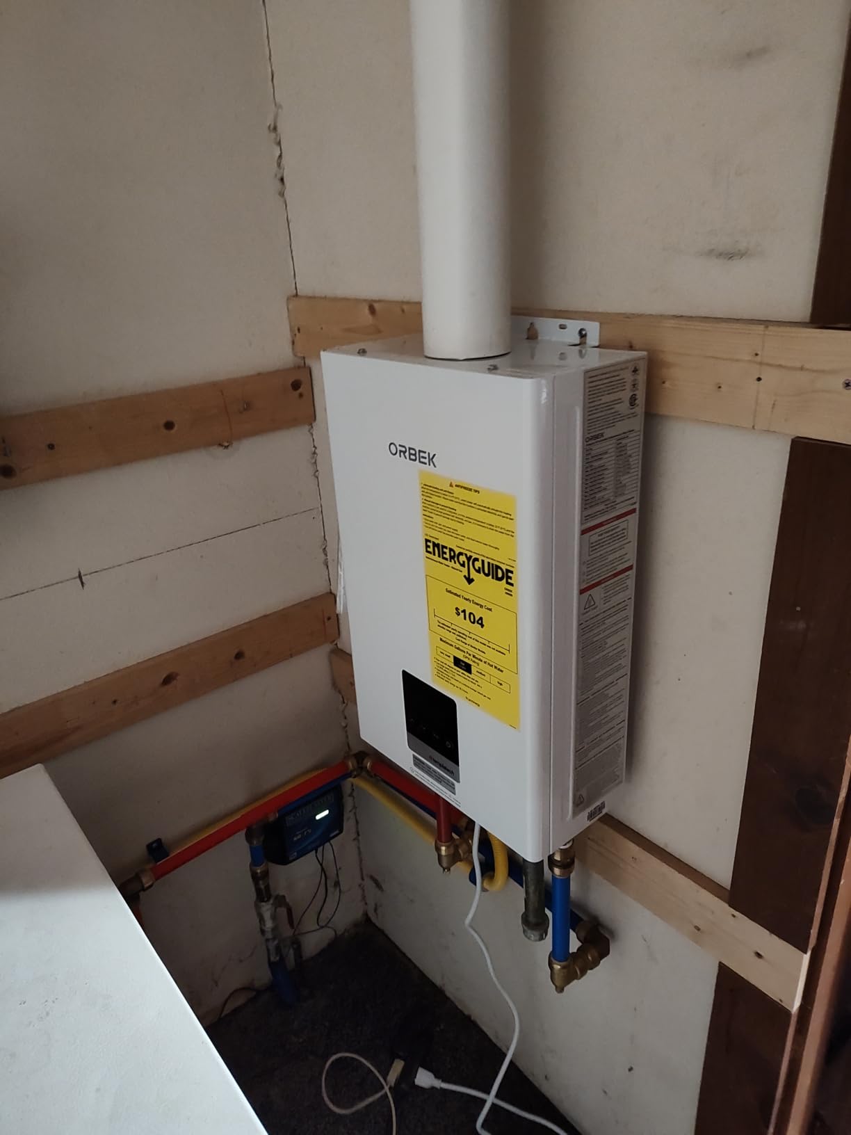 ORBEK Tankless Water Heater Natural Gas Indoor, 4.3 GPM 100,000 BTU Instant Hot Water Heater for 2-3 Fixtures, CSA Certified Non-Condensing On Demand Water Heater with LED Display customer photo 1