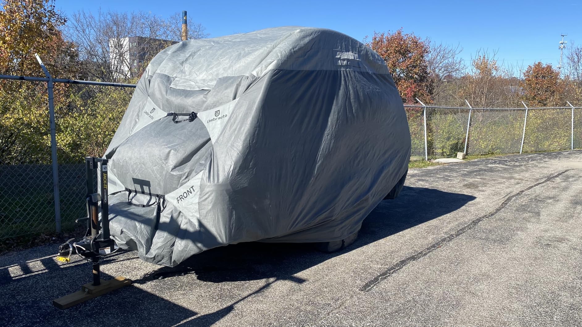 Umbrauto Truck Camper RV Cover Fits 8-10ft: Waterproof Cabover Camper Cover, Upgraded 7 Layers Slide-in Camper Cover, Windproof Straps, Adhesive Patch for All Seasons customer photo 1