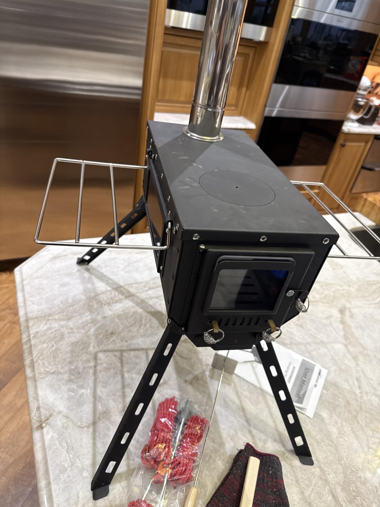 Tent Stove AVOFOREST Wood Stove with Tall Feet, Portable Hot Tent Stove with 6 Stainless Chimney Pipes for Outdoor & Cooking, Ice Fishing, Hunting customer photo 1