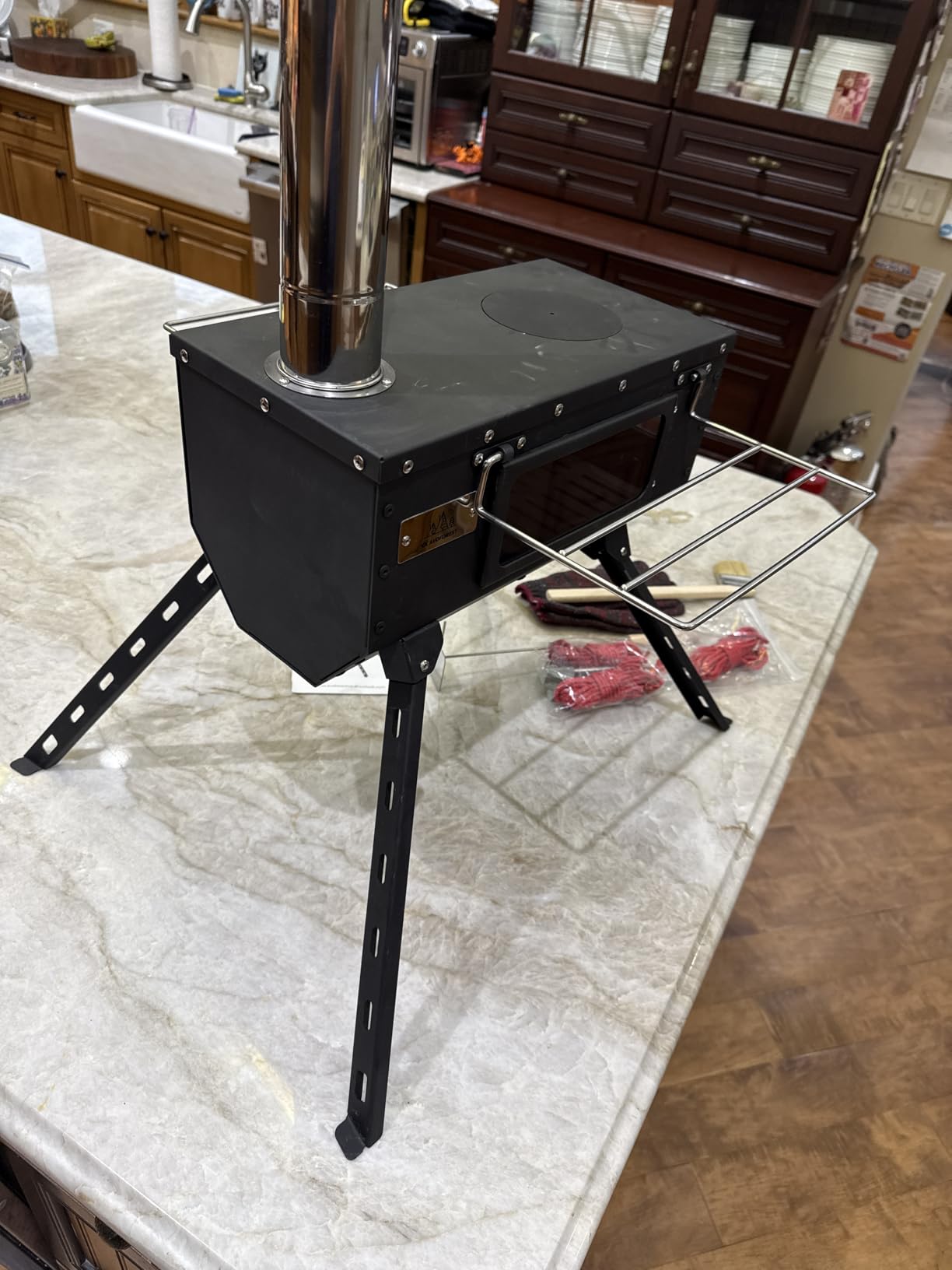Tent Stove AVOFOREST Wood Stove with Tall Feet, Portable Hot Tent Stove with 6 Stainless Chimney Pipes for Outdoor & Cooking, Ice Fishing, Hunting customer photo 2