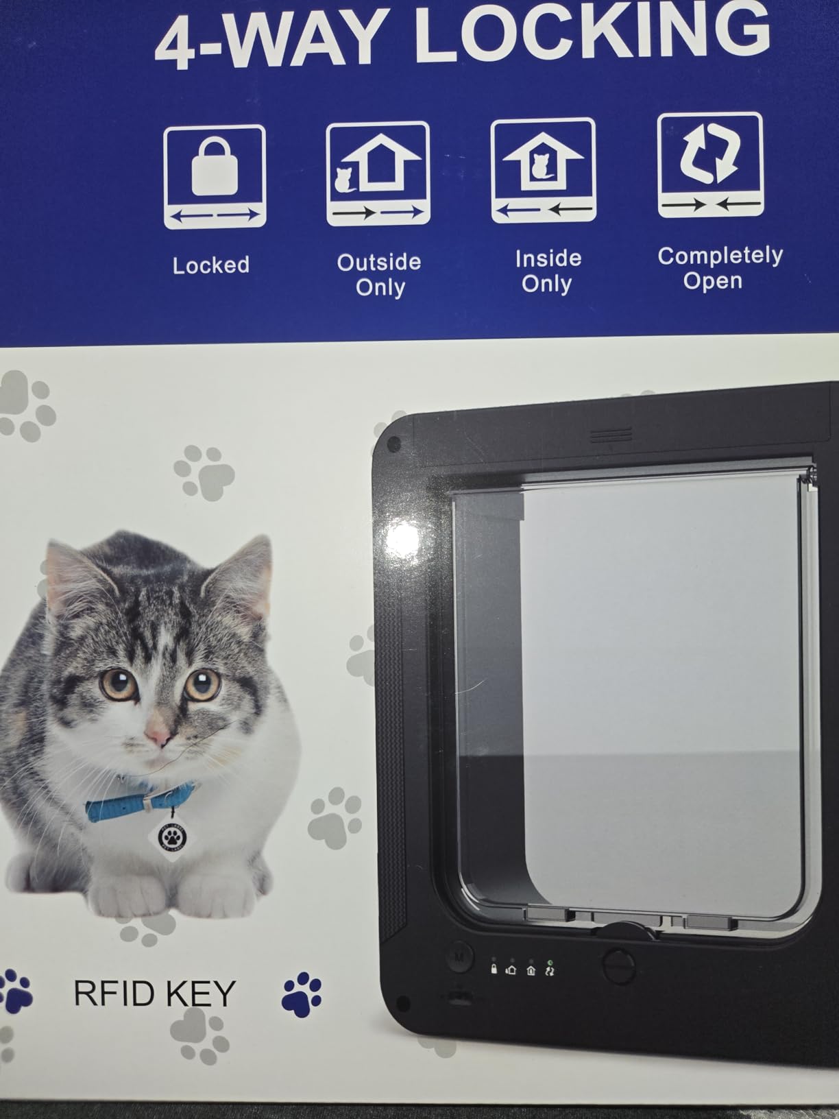 Smart Cat Door for Interior & Exterior, RFID Cat Pet Door with 3 Collar Sensor Keys & 1 Remote Control & 4 Way Locking Cat Flap with Collar Sensors Activated Opening CatDoor (Black) customer photo 2
