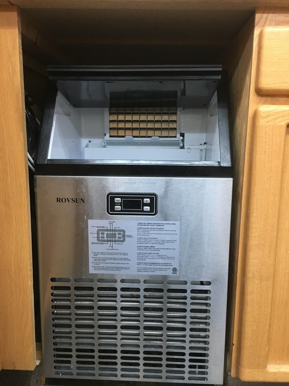 ROVSUN 70LBS/24H Countertop Ice Maker with 2 Water Inlets & Appointment Function, Freestanding Ice Machine with 11lbs Storage Bin, Ice Scoop, Drain Pipe & Water Filter customer photo 2
