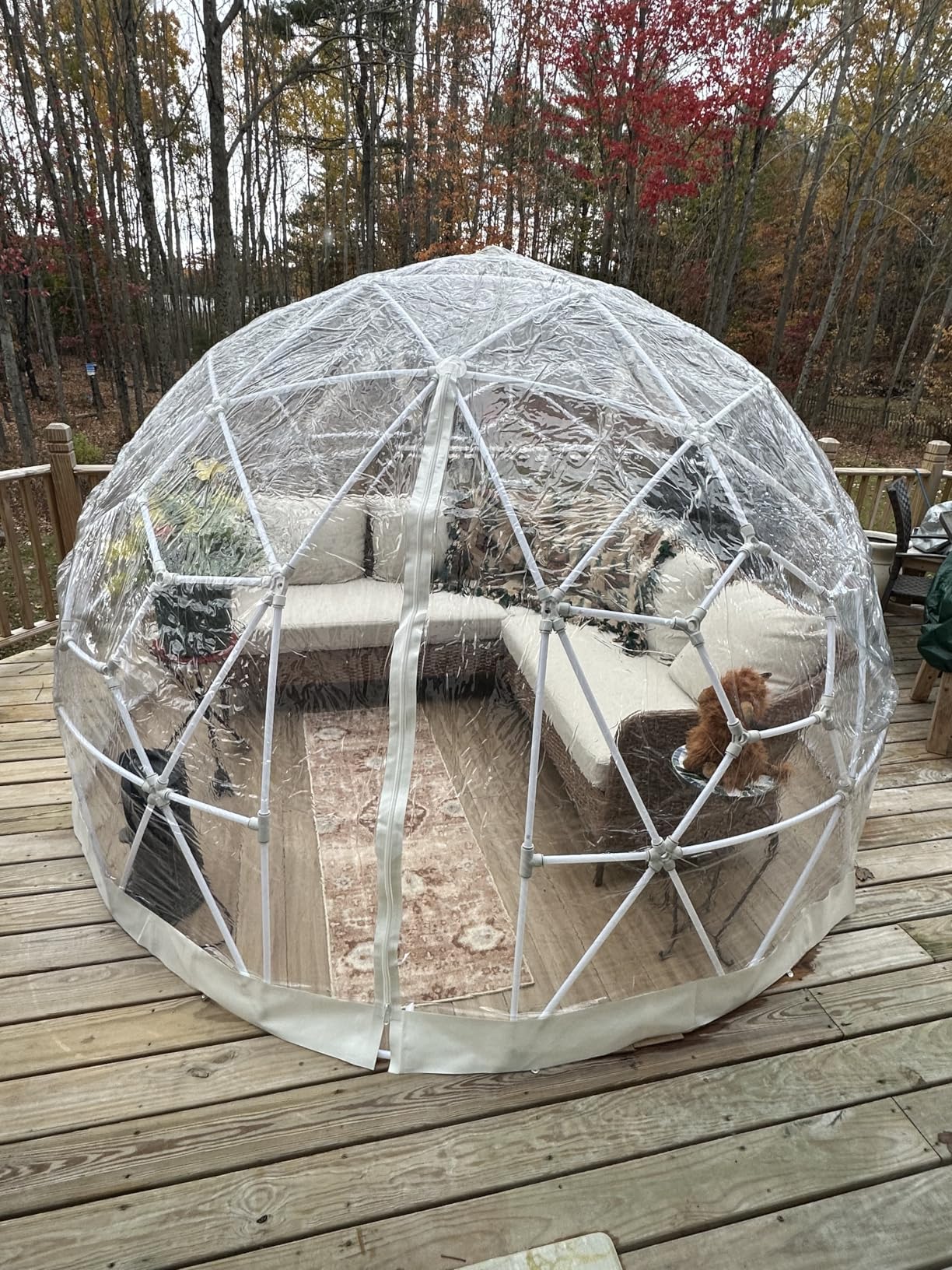 VEVOR Garden Dome Tent, 9.5 x 5.7 ft Outdoor Clear Bubble Tent for 2-4 Person, Weatherproof Geodesic Dome Greenhouse with Window, PVC Transparent customer photo 2