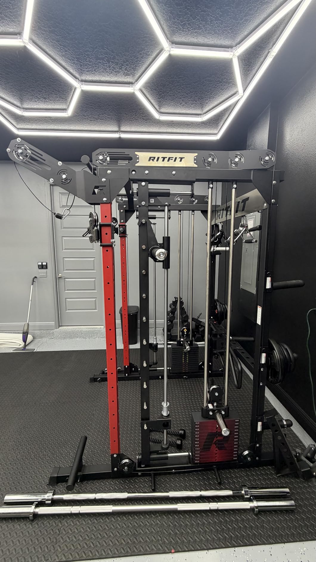 RitFit M2 Smith Machine with Cable Crossover System, 3D Functional Trainer & Power Cage, 16 Adjustment Holes, 6 Storage Pegs for Full-Body Home Gym customer photo 1