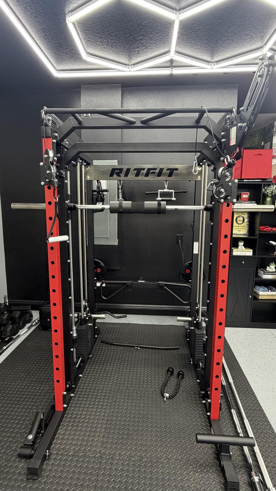 RitFit M2 Smith Machine with Cable Crossover System, 3D Functional Trainer & Power Cage, 16 Adjustment Holes, 6 Storage Pegs for Full-Body Home Gym customer photo 2