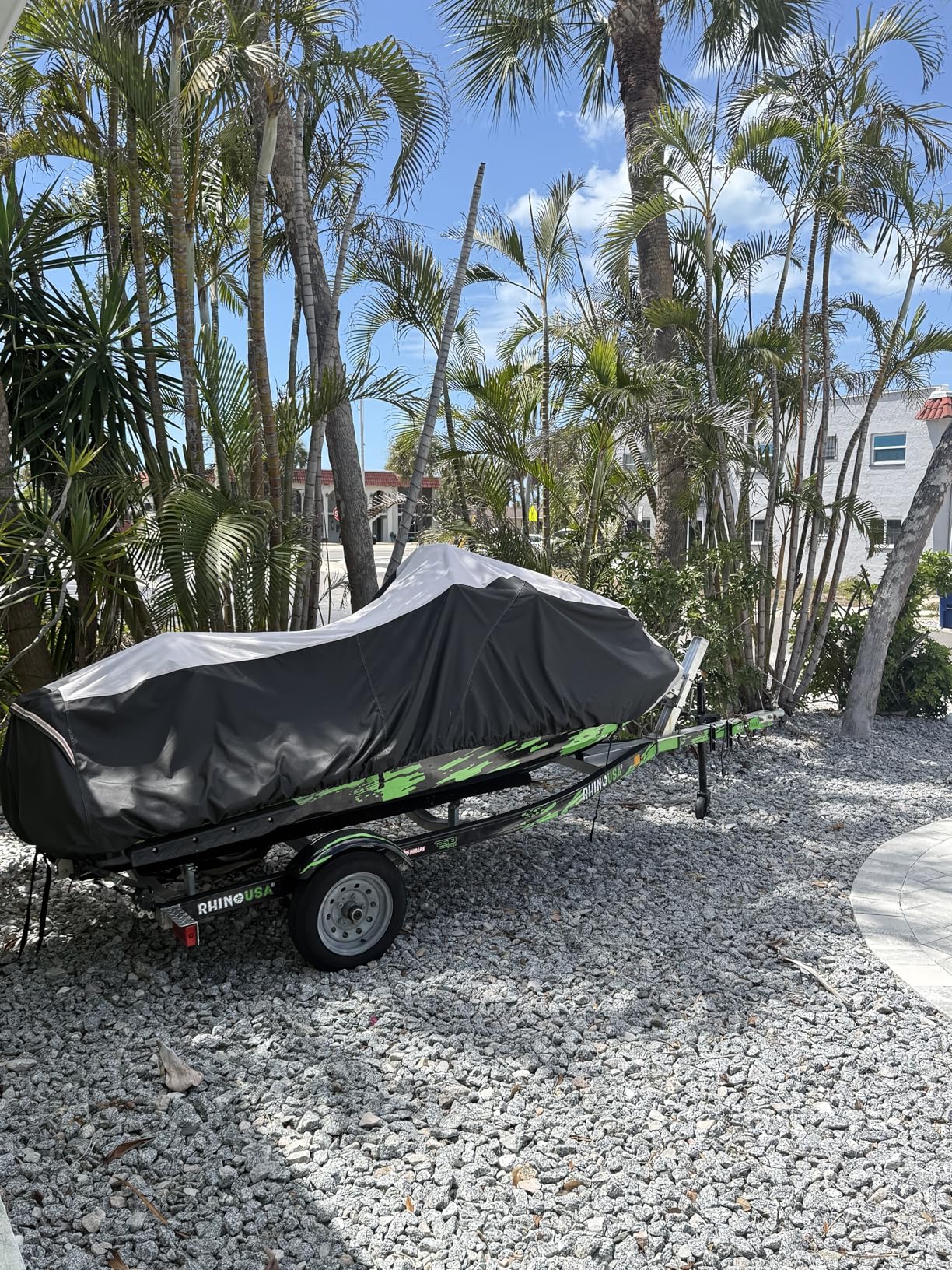 1200D Solution-Dyed 100% Waterproof Jet Ski Cover with Motor Cover, Anti-UV Trailerable Seadoo Cover, Jetski Cover, PWC Cover, Yamaha with Reflective Air Vent (Fits from 126