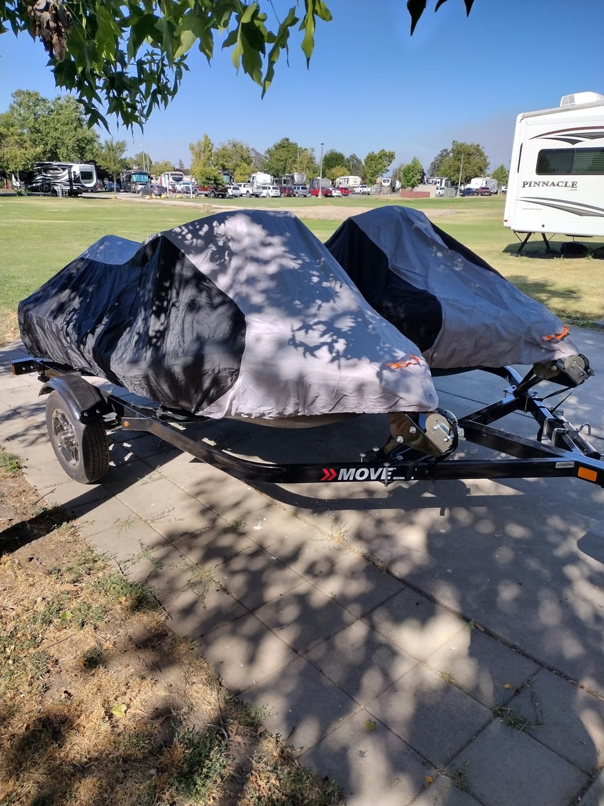 1200D Solution-Dyed 100% Waterproof Jet Ski Cover with Motor Cover, Anti-UV Trailerable Seadoo Cover, Jetski Cover, PWC Cover, Yamaha with Reflective Air Vent (Fits from 126