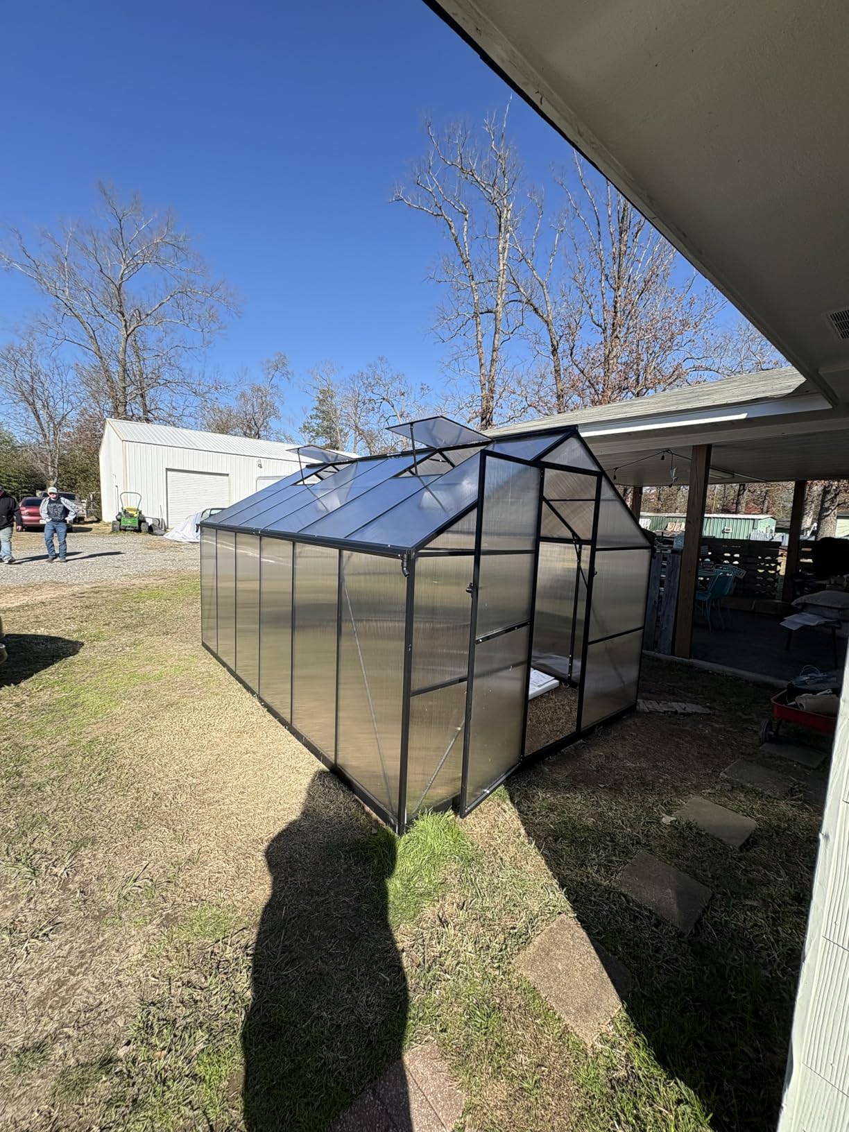 Jocisland 6x12Ft Polycarbonate Greenhouses for Outdoors, 2 Top-Opening Windows, Swing Doors, Aluminum Walk-in Heavy Duty for Outdoor Use, Backyard Garden, Black customer photo 2