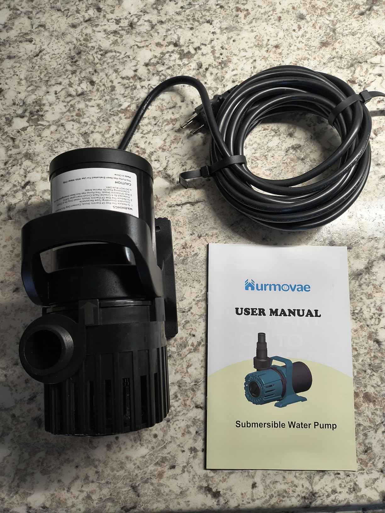 Pond Pump, Adjustable Flow 600-1800 GPH & 13FT Lift, 100W Submersible Water Pump for Pond, Waterfall & Fountain, Quiet Magnetic Motor, 180° Rotatable Outlet, 20FT Power Cord, UL Listed customer photo 1